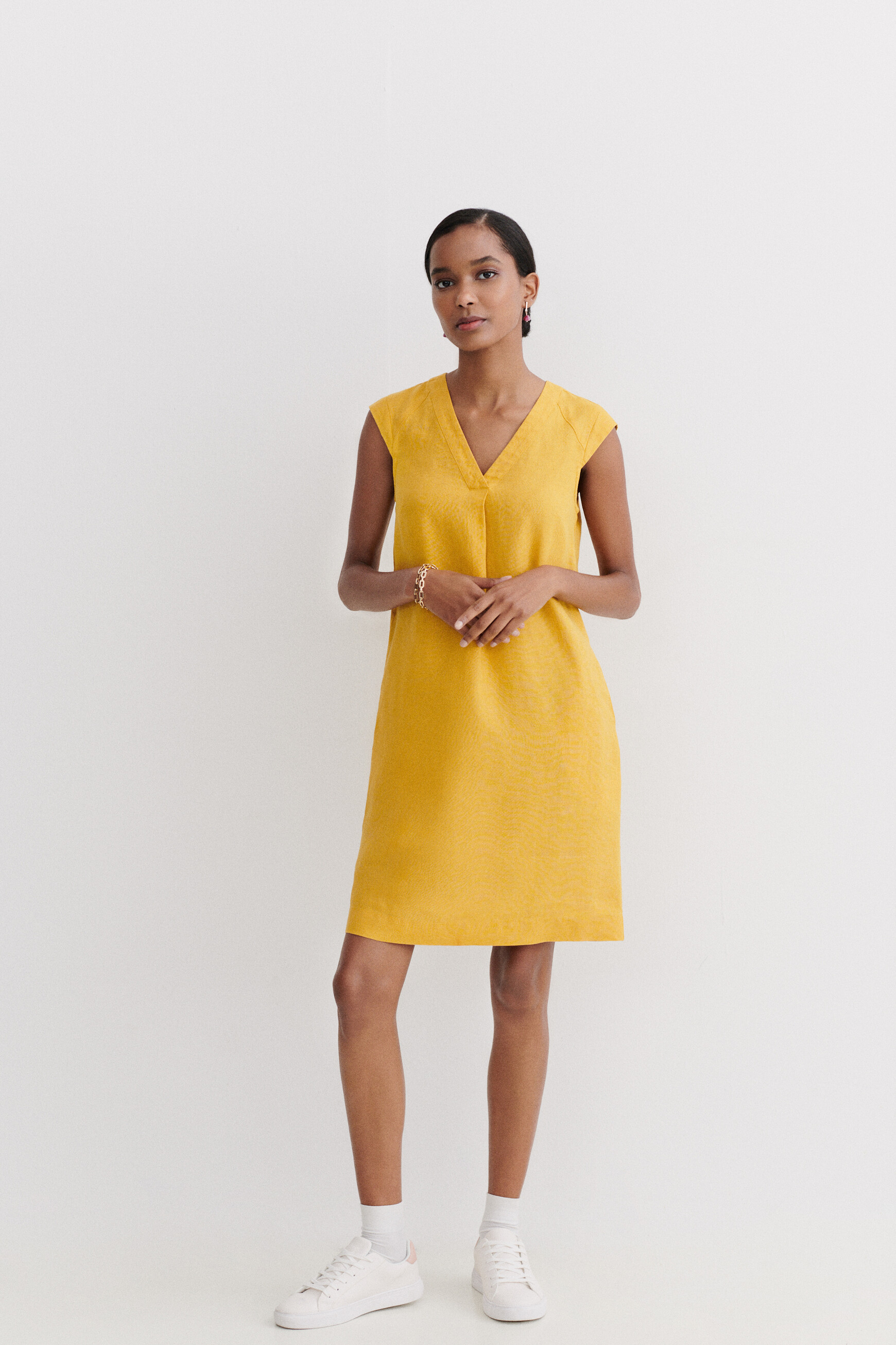 robe pamela 100 lin jaune or femme robe pamela 100% lin jaune or femme