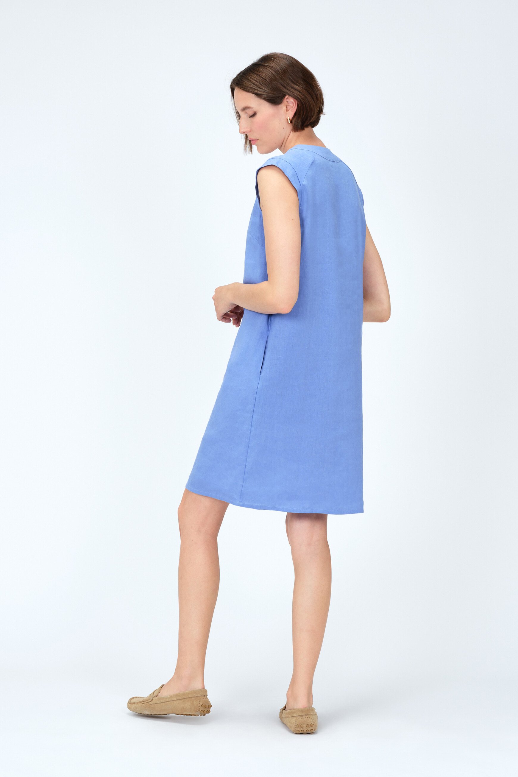 robe pamela 100 lin bleu violet femme robe pamela 100% lin bleu violet femme