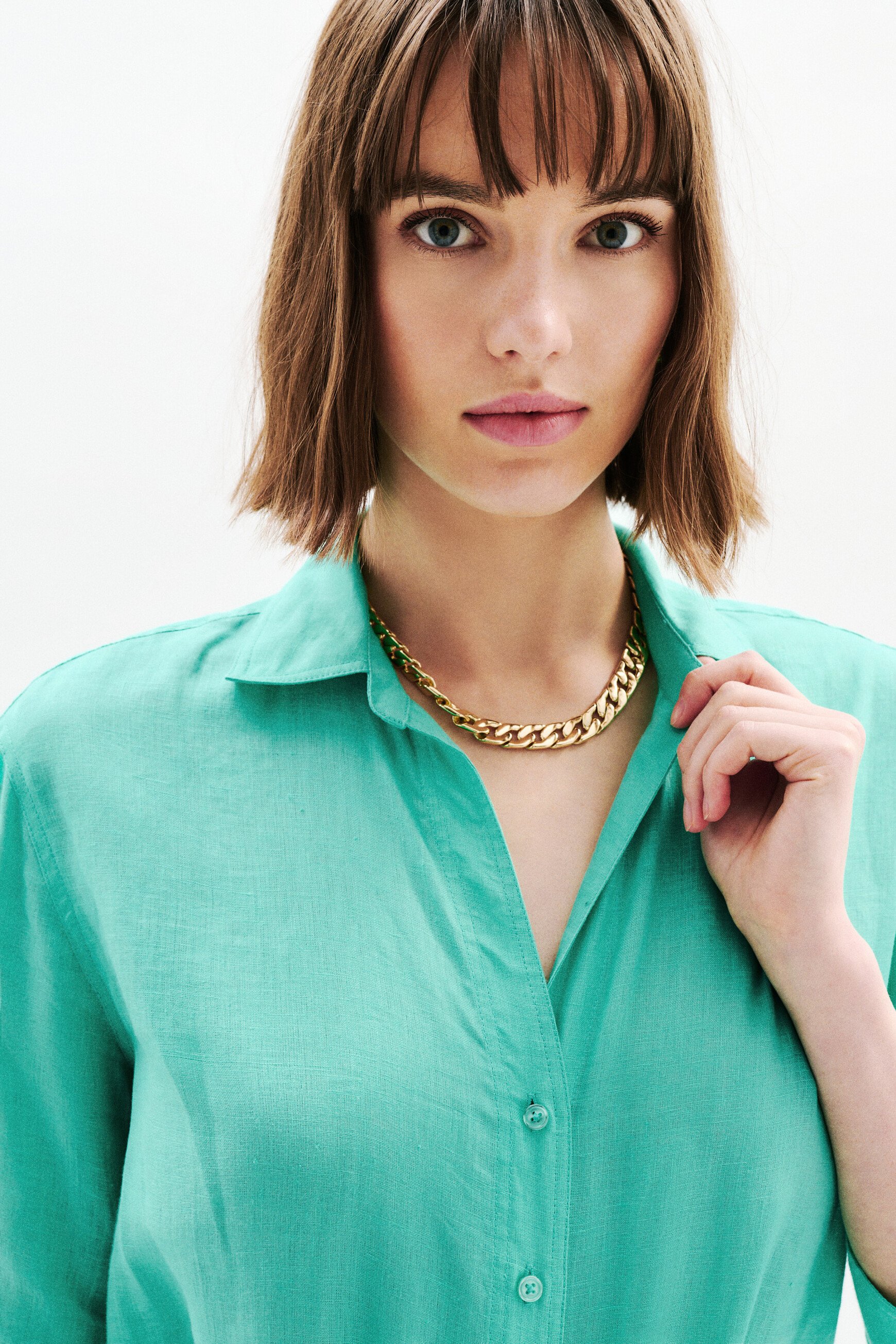 chemise coraline 100 lin vert menthe femme Chemise coraline 100% lin vert menthe femme