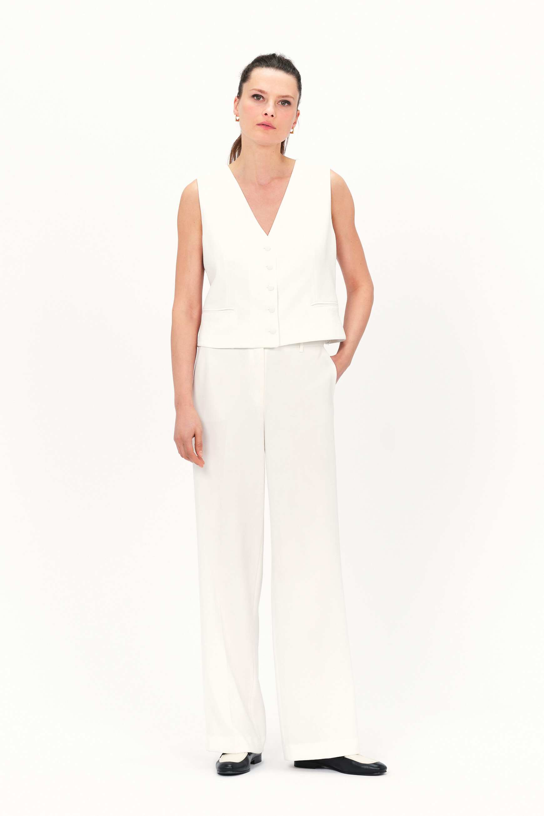 Ärmellose Jacke Douglas, strukturiert elfenbein damen