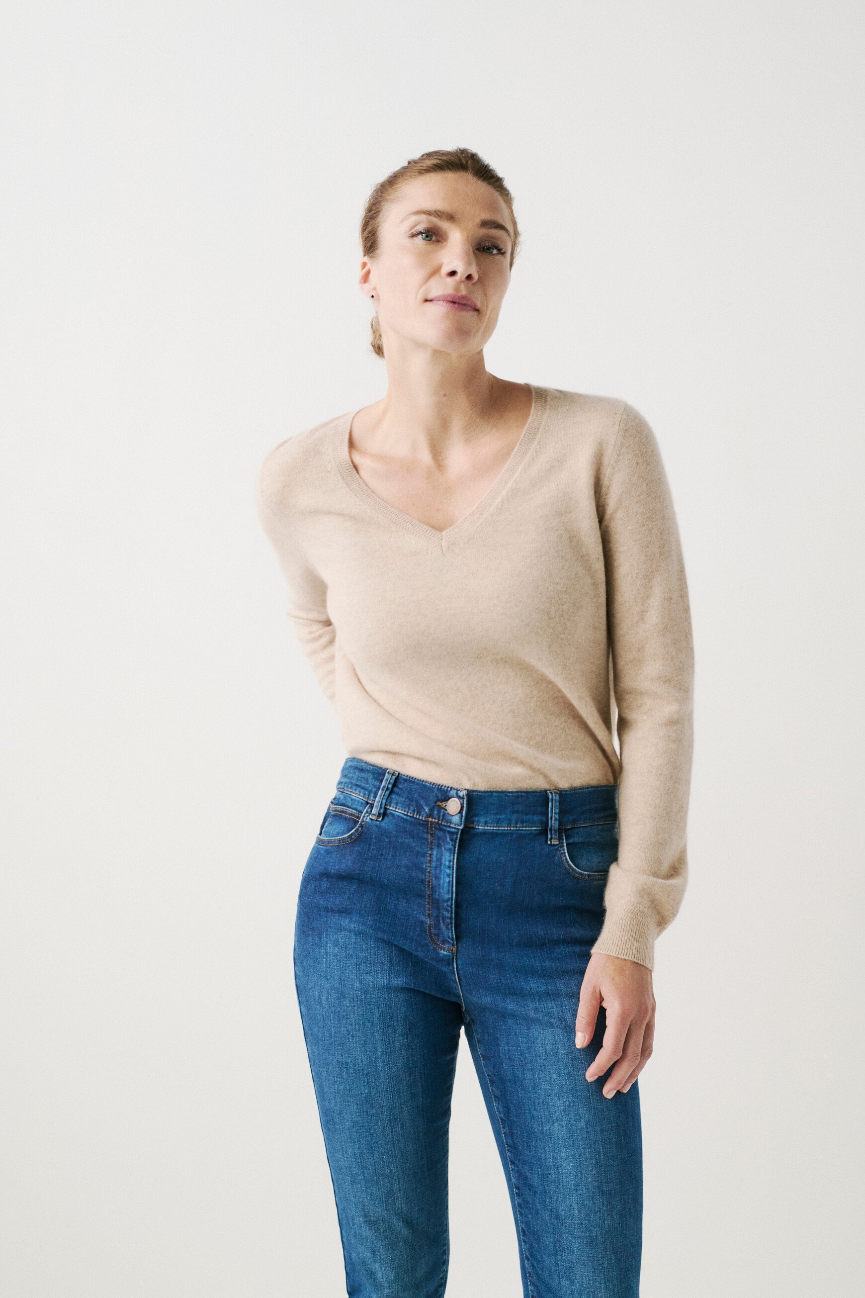 Tom slim-fit pants stone denim woman