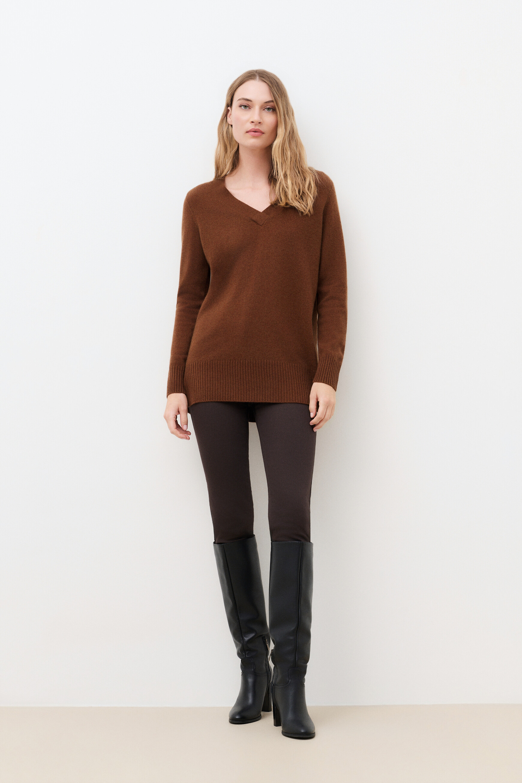 Mfrank sweater 100% cashmere cognac brown woman
