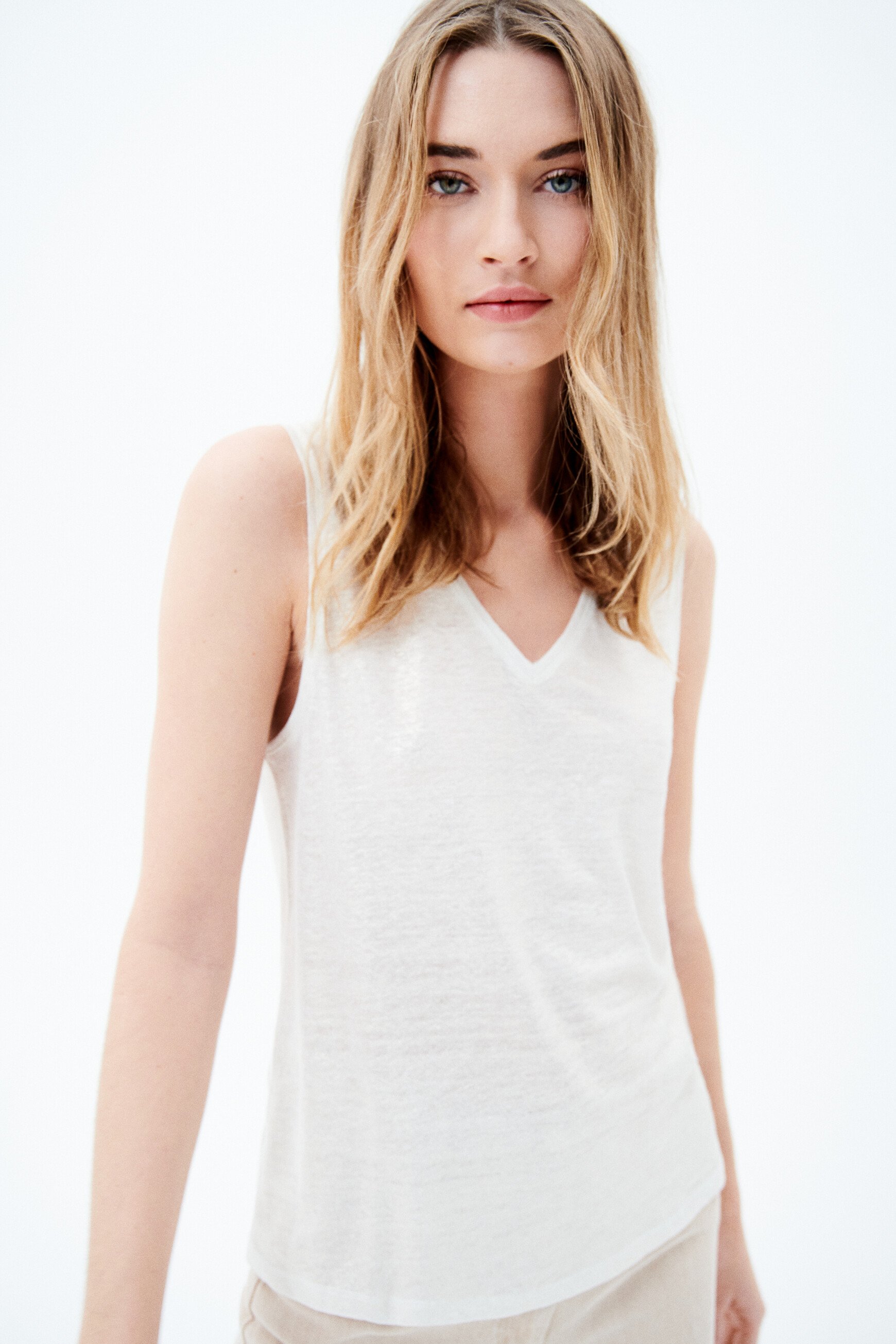 t shirt trym 100 lin ivoire femme T-shirt trym 100% lin ivoire femme