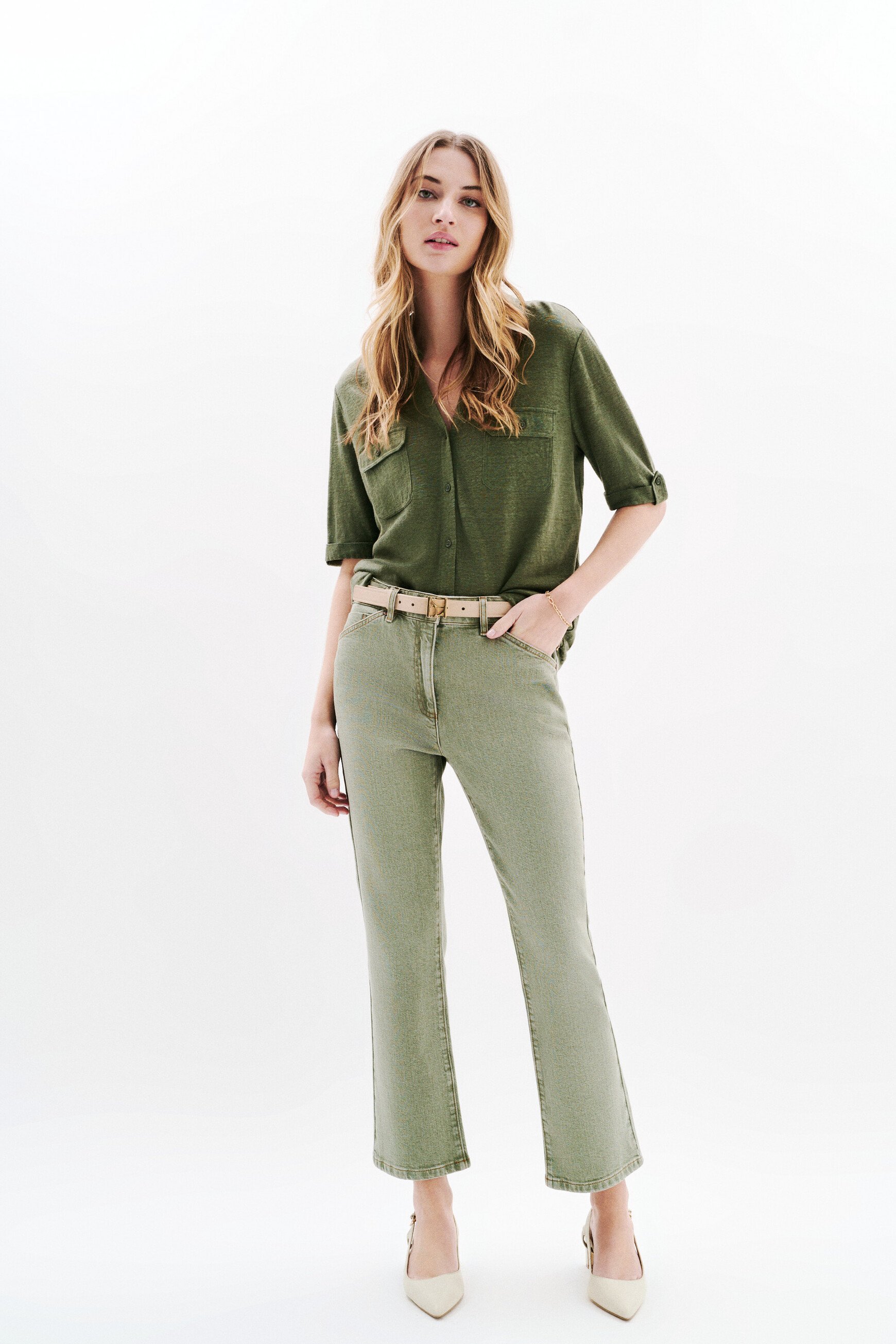 chemise estela 100 lin vert kaki femme chemise estela 100% lin vert kaki femme