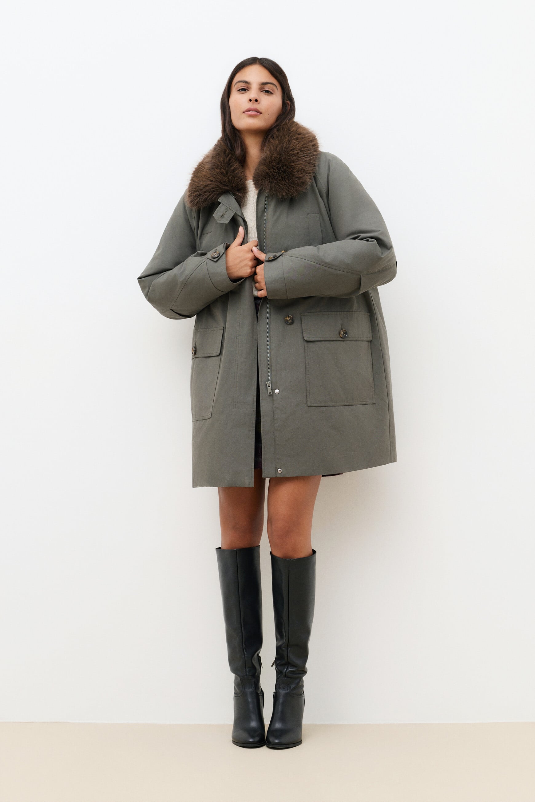 Parka Gnorinalong vert kaki femme