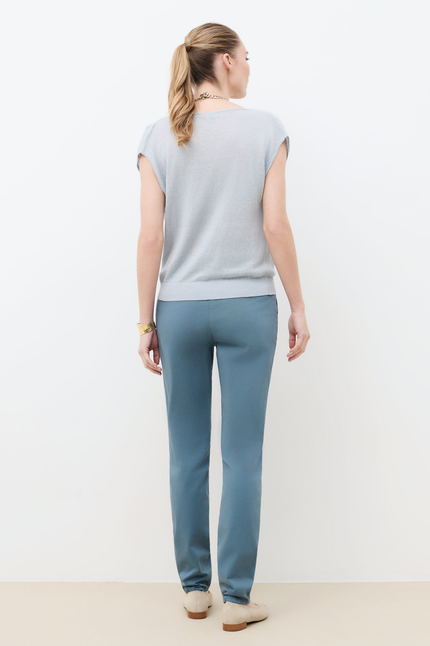 Sweater Mvera 100% linen pastel blue woman