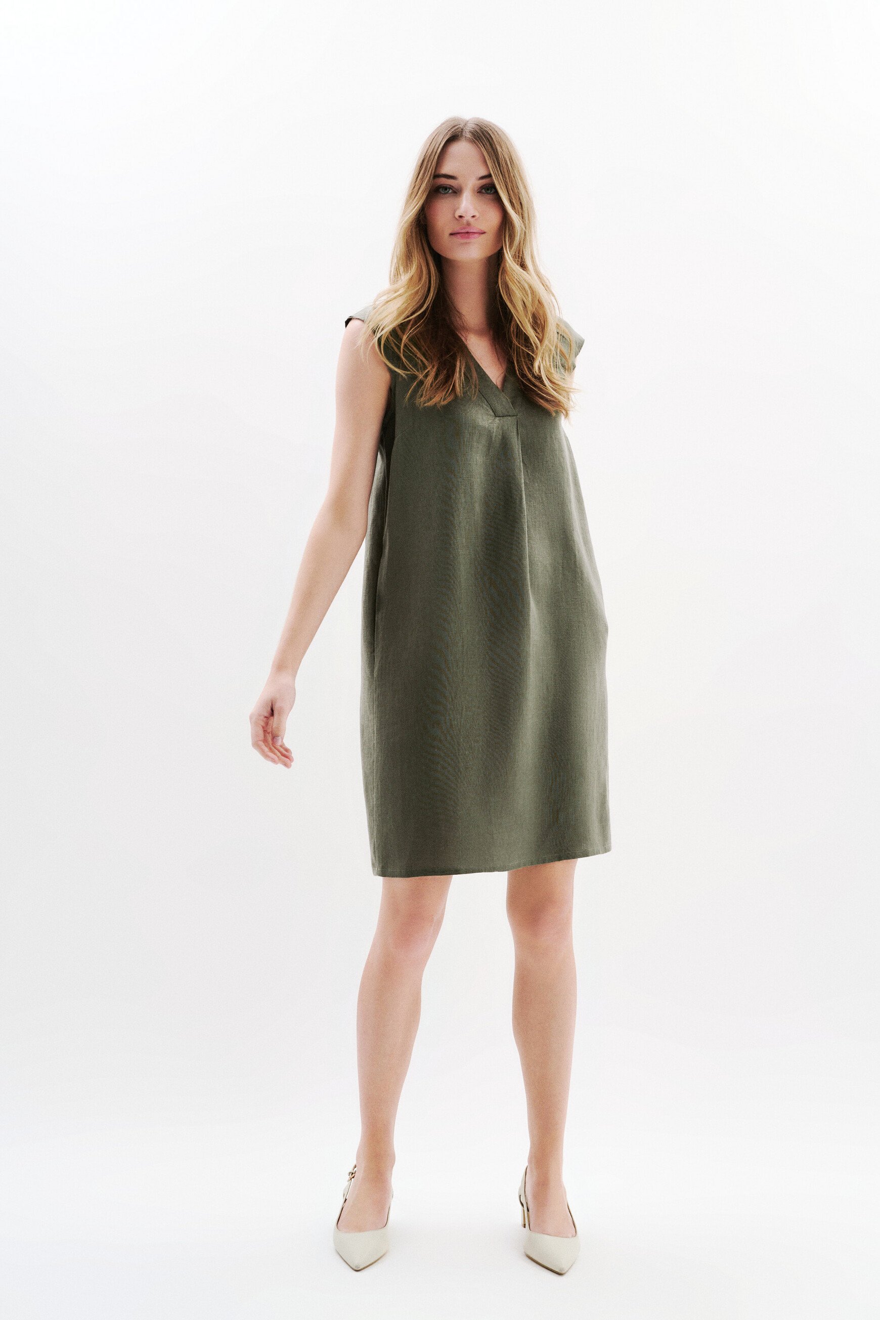 robe pamela 100 lin vert kaki femme robe pamela 100% lin vert kaki femme