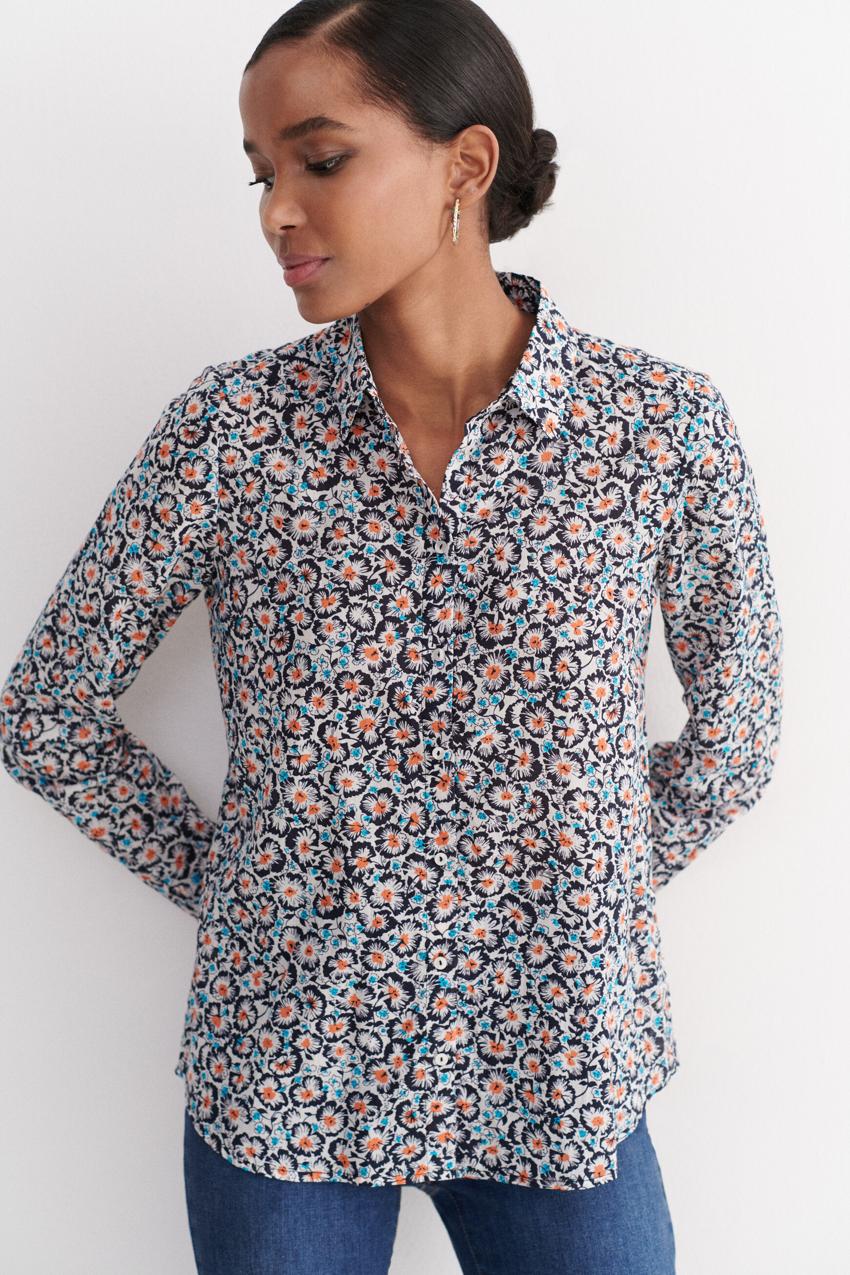 chemise jessica fleurie bleu marine femme Chemise jessica fleurie bleu marine femme