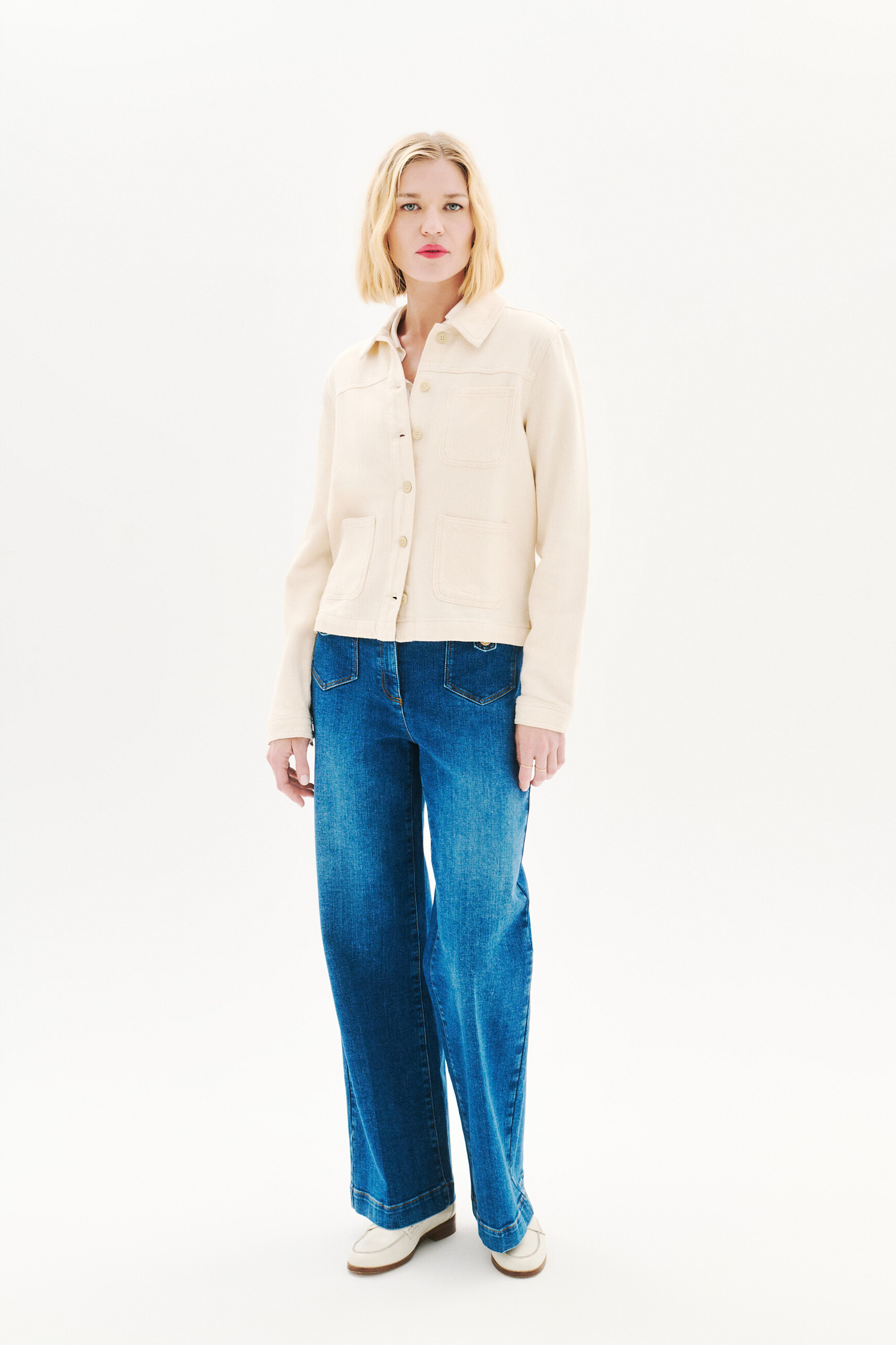 Chaqueta minata marfil mujer