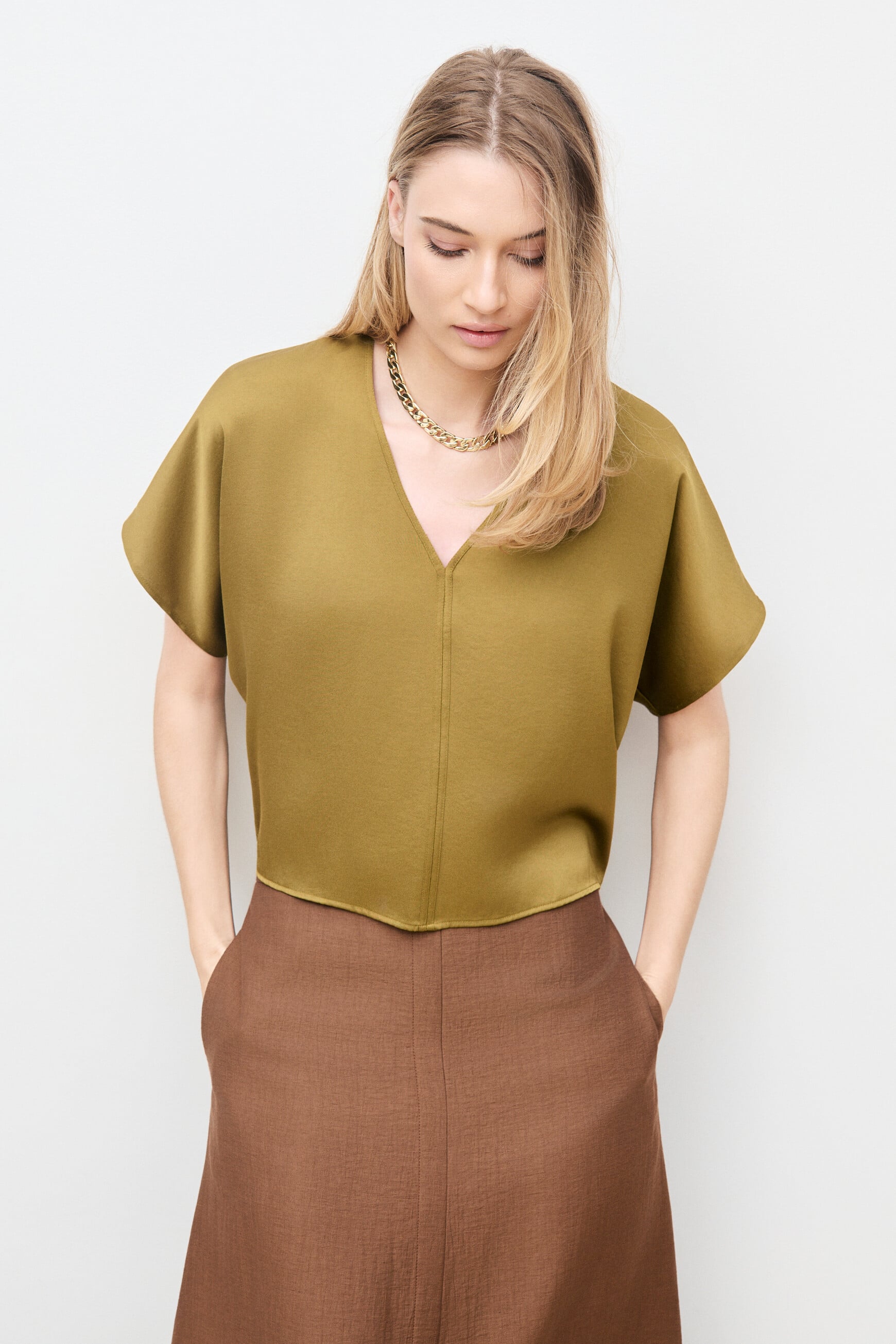 Coulis2 shirt olive green woman