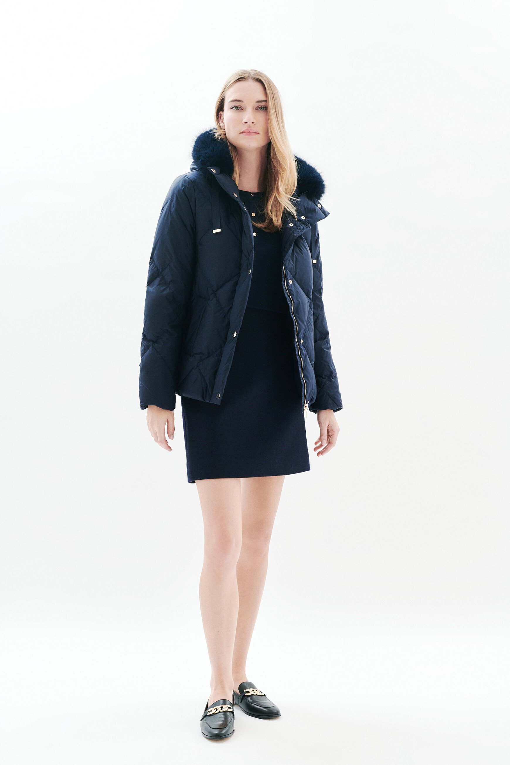 Gavonine puffer jacket navy blue woman