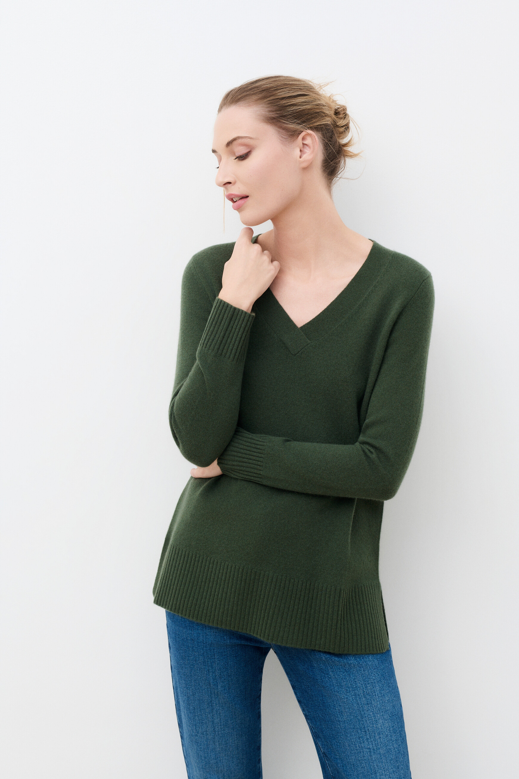 Mfrank sweater 100% cashmere khaki green woman