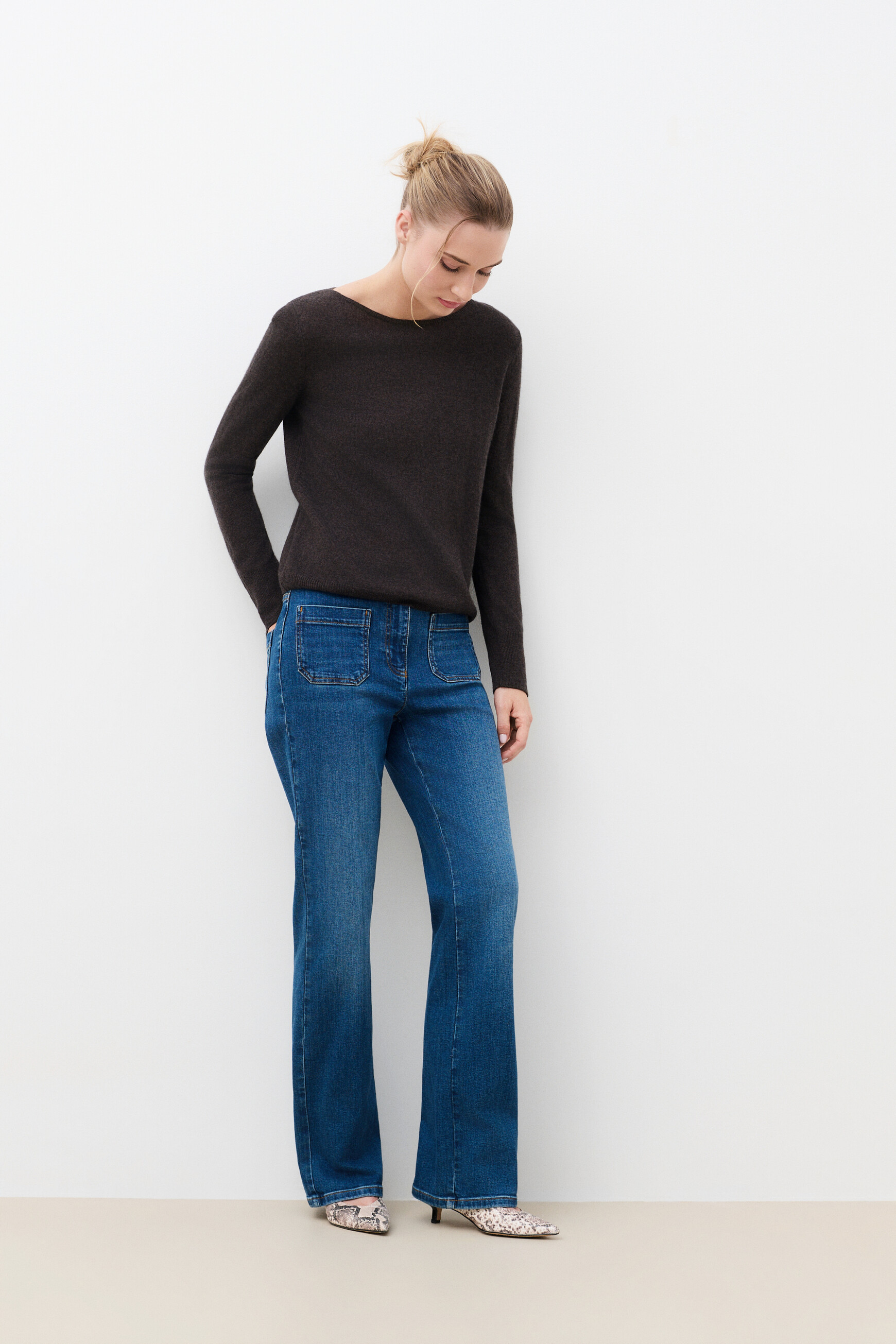Pull mzoan 100% cachemire marron fonc&eacute; femme