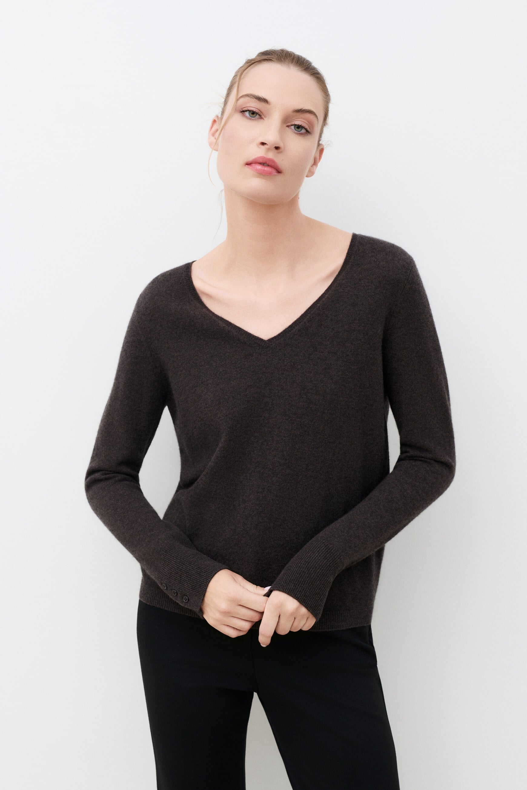 Mvickie sweater 100% cashmere dark brown woman