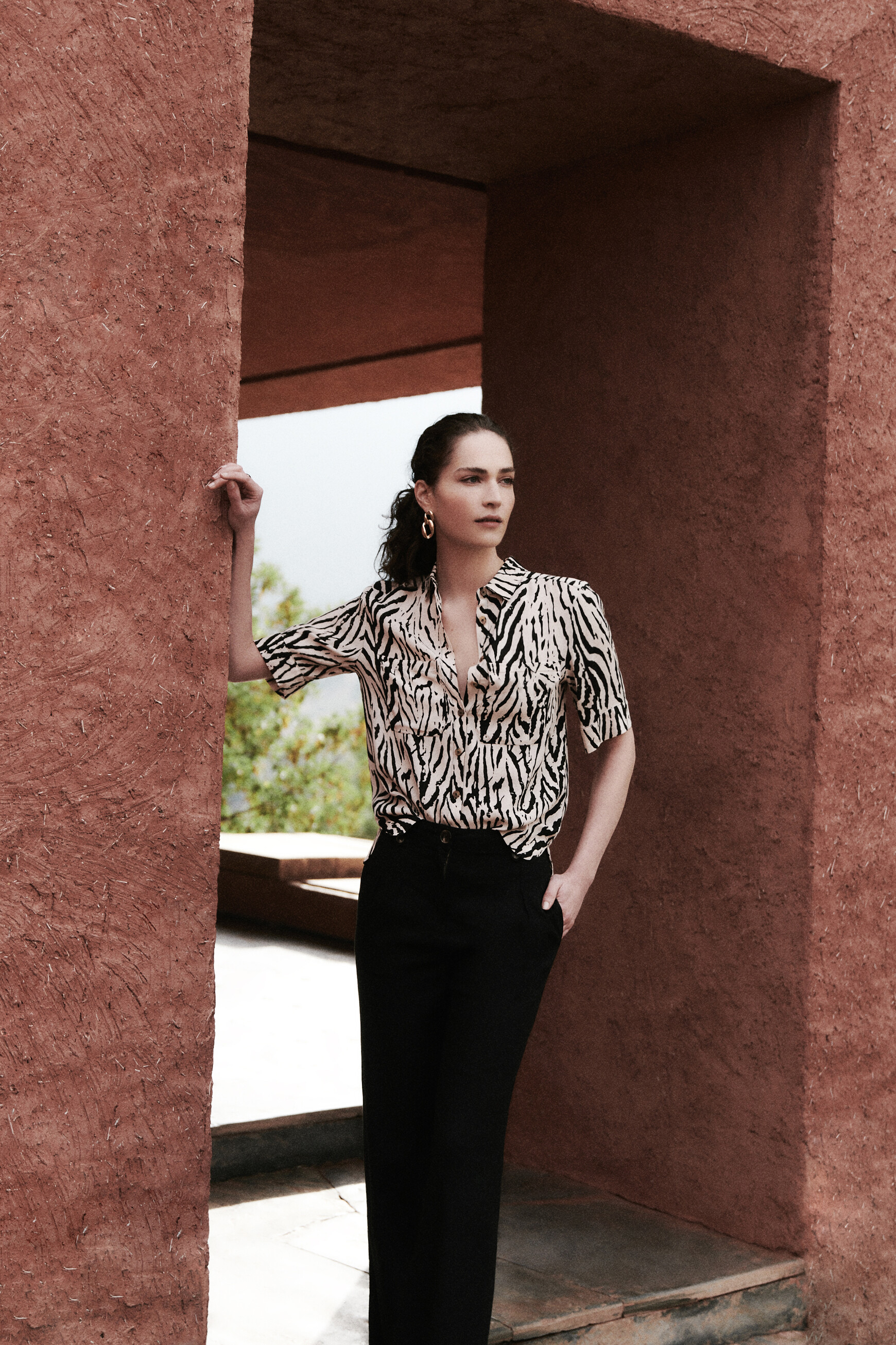 camisa zuma de cebra negro mujer Camisa Zuma de cebra negro mujer
