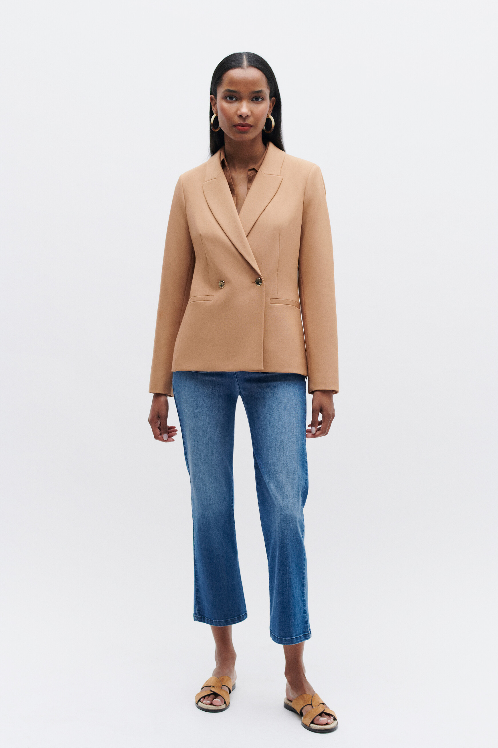 veste octavie double boutonnage camel femme