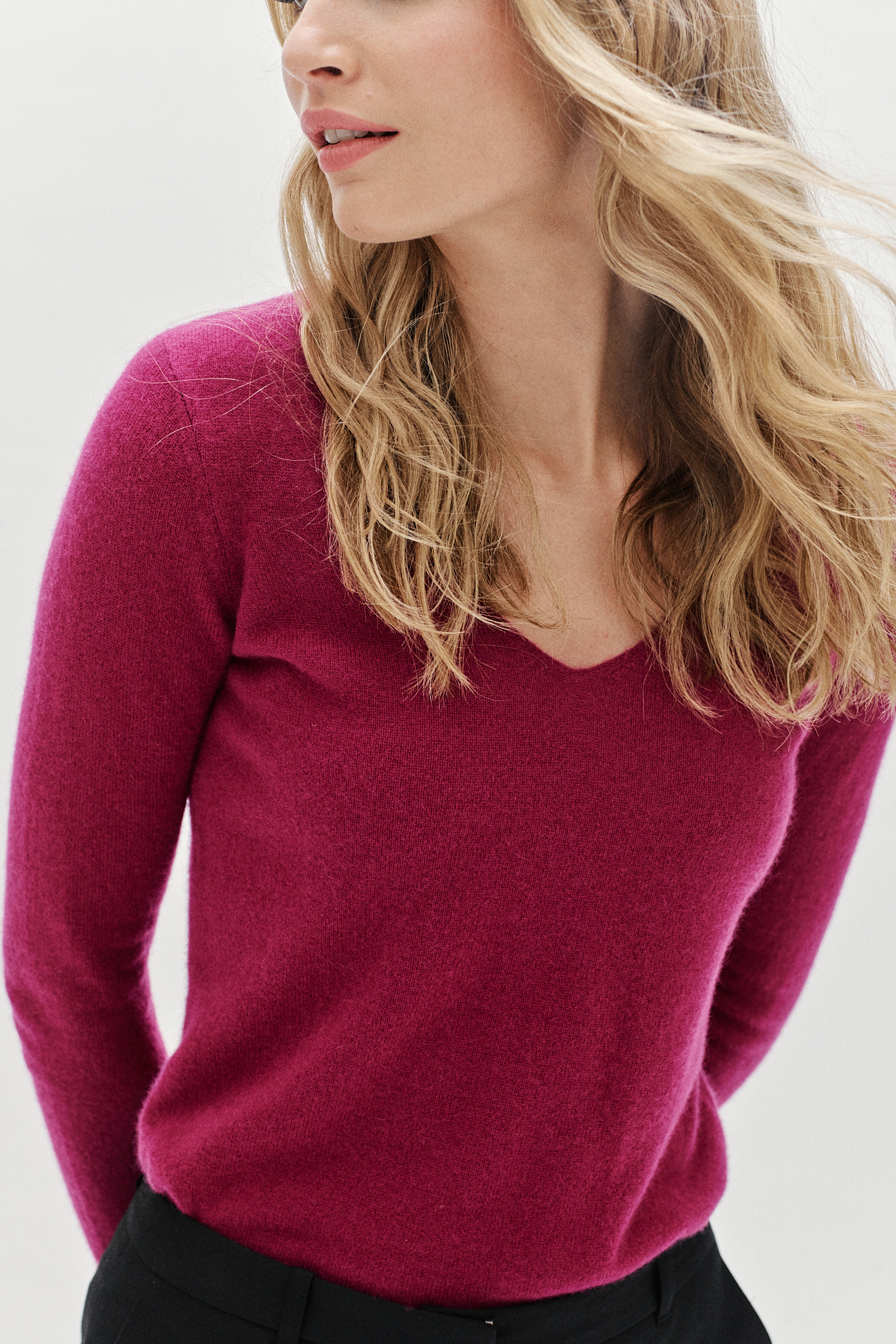 pull eva 100 cachemire rose cerise femme pull eva 100% cachemire rose cerise femme