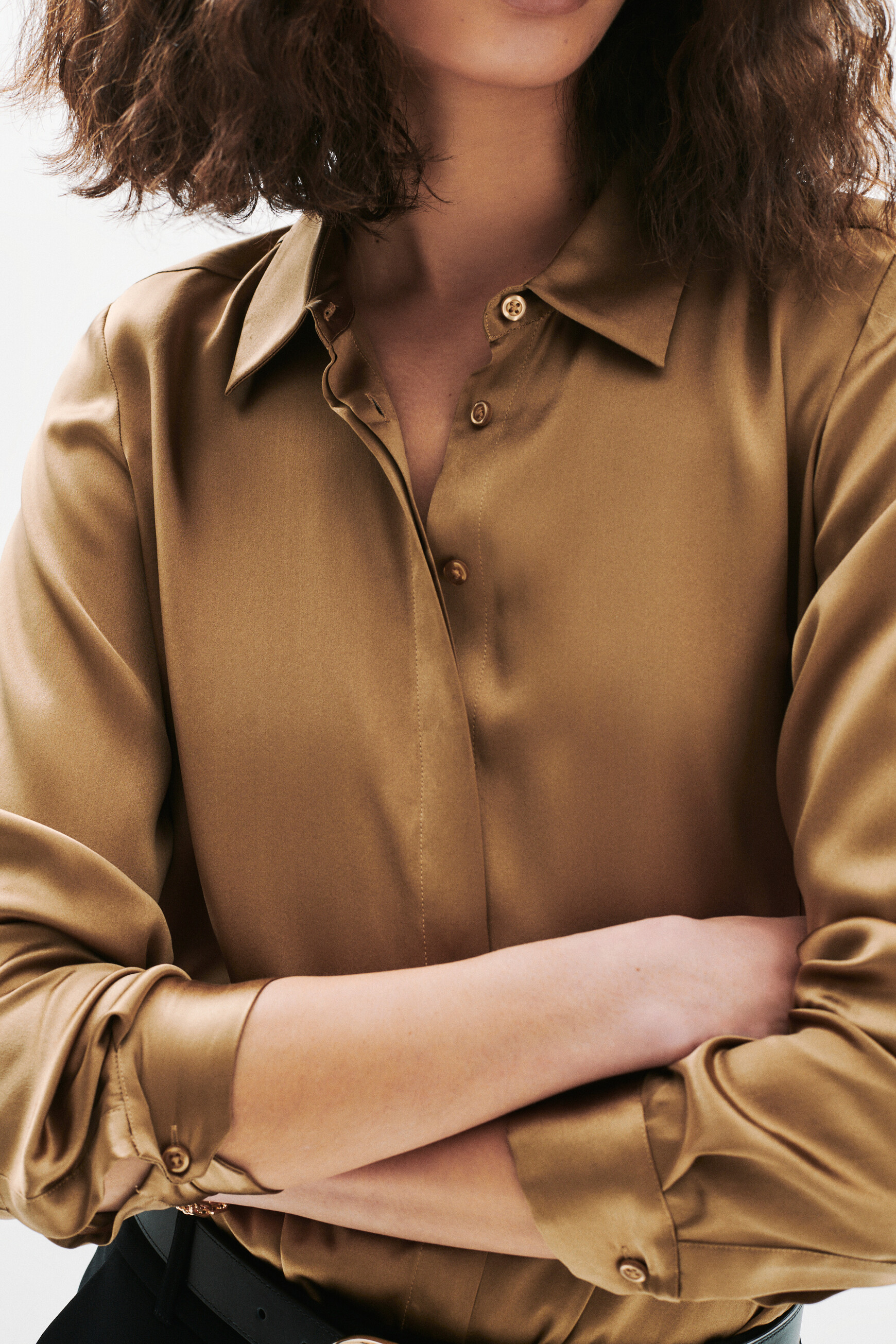 Cjamie1 100% silk shirt taupe woman