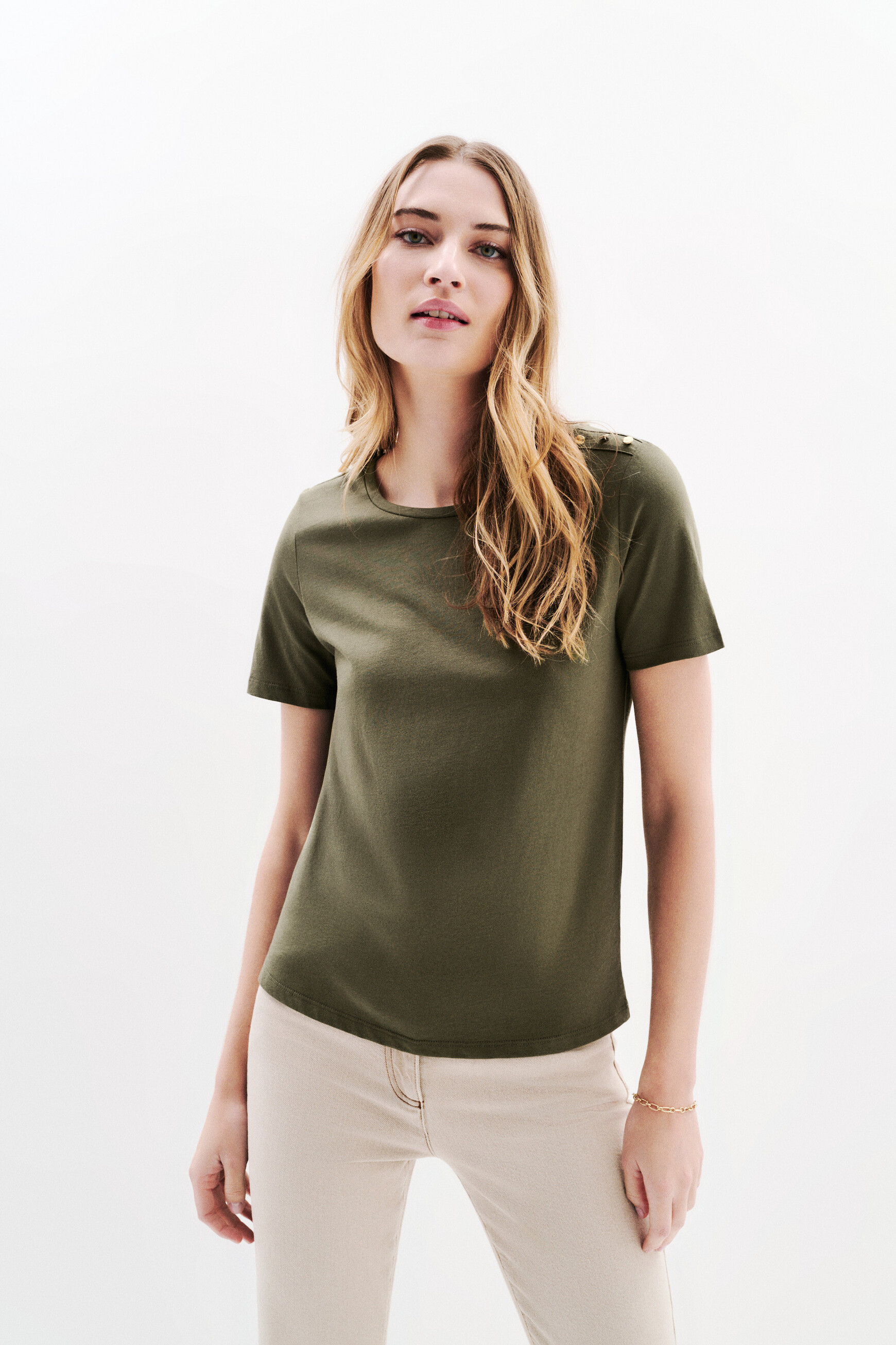 t shirt tjaya vert kaki femme T-shirt tjaya vert kaki femme