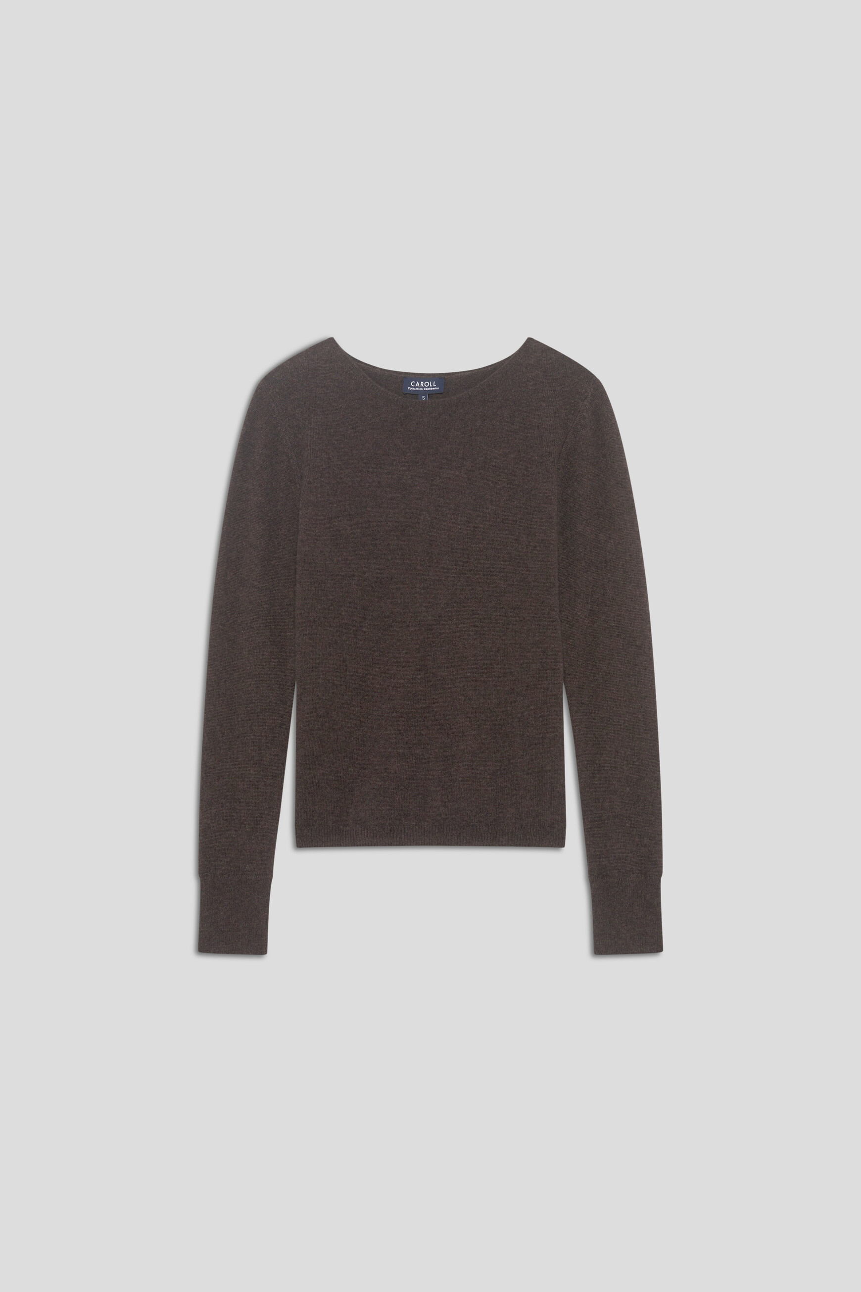 Pull mzoan 100% cachemire marron fonc&eacute; femme
