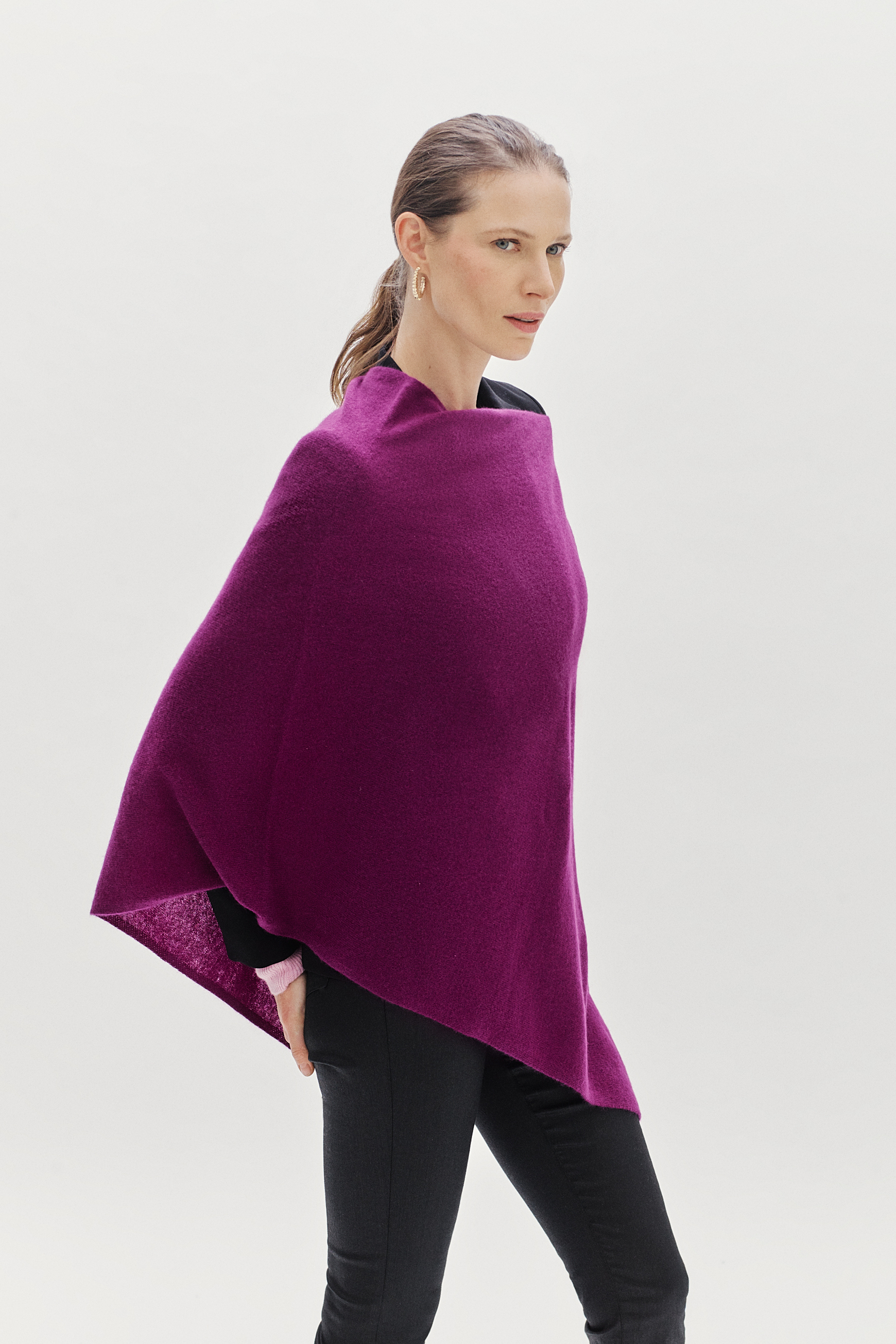 poncho baltimore 100 cachemire prune femme poncho baltimore 100% cachemire prune femme