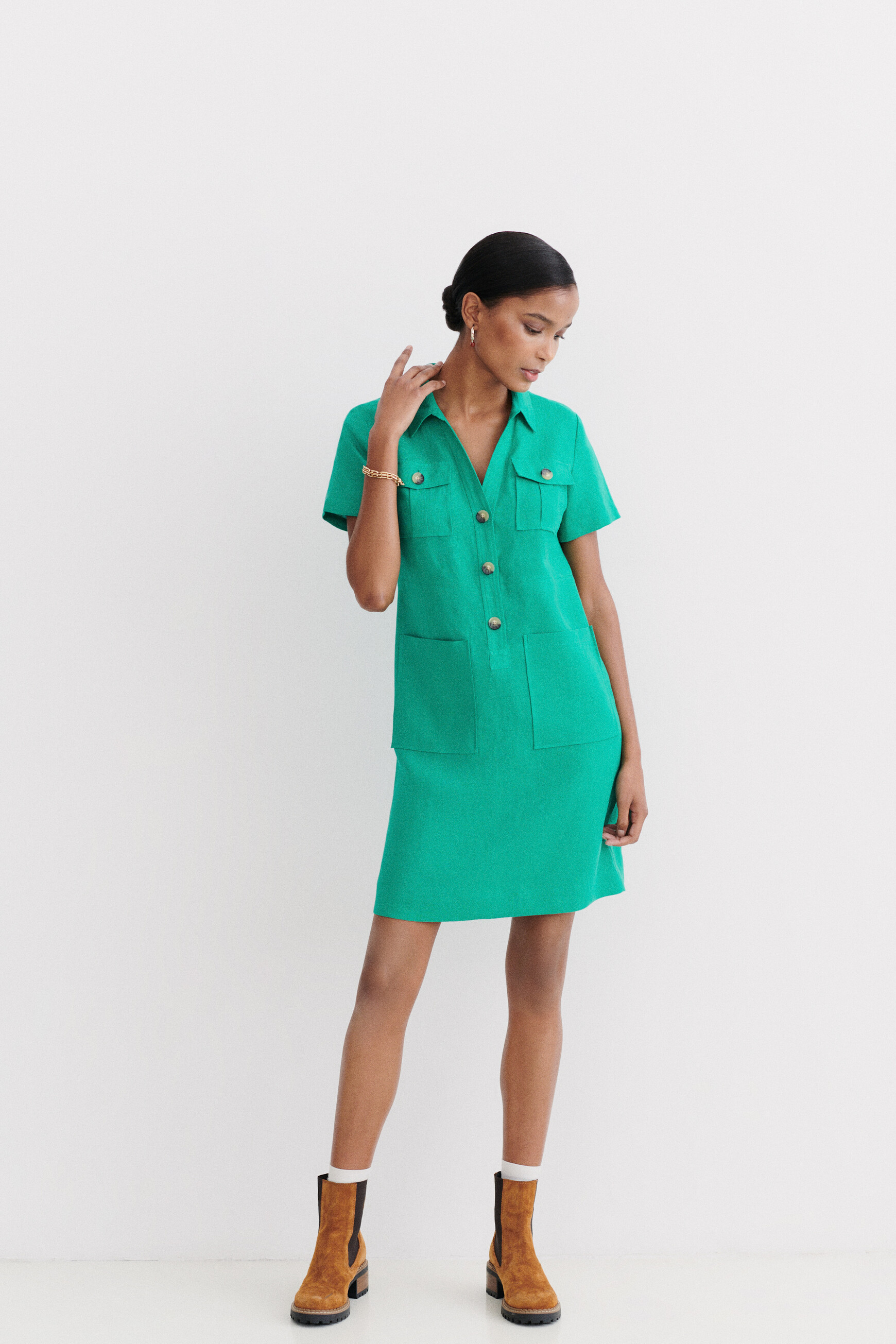 robe laure 100 lin vert emeraude femme robe laure 100% lin vert emeraude femme