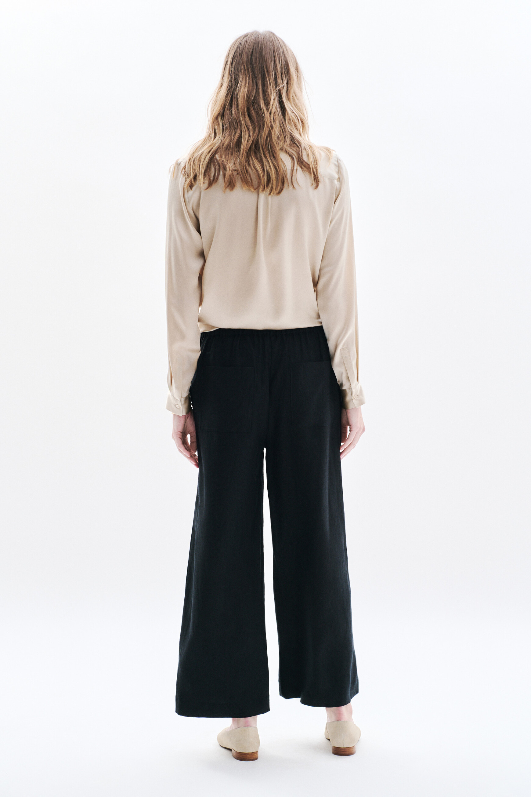 pantalon pandi 100 lino negro mujer Pantalón Pandi 100% lino negro mujer
