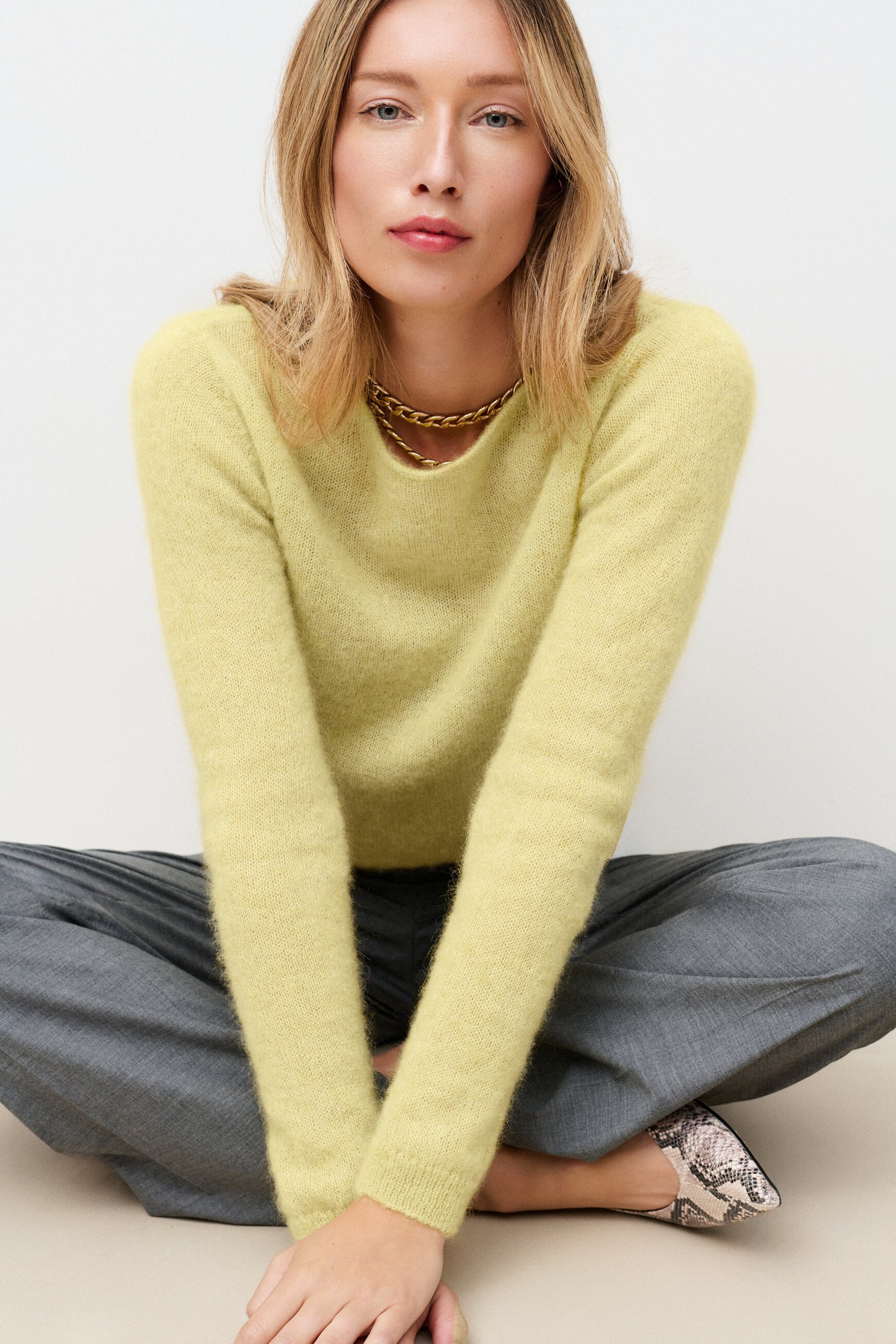 Pull Mvittoria vert anis femme