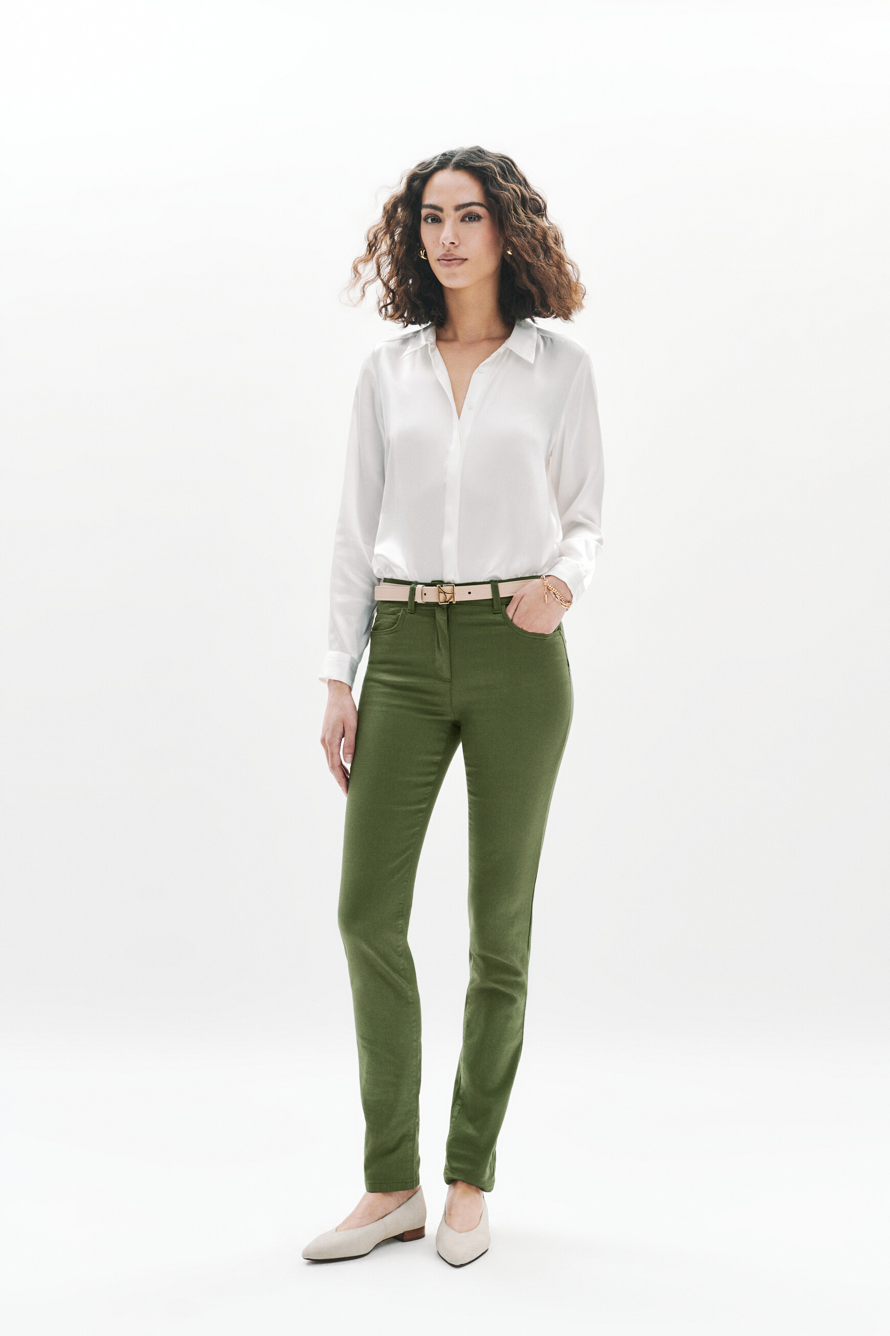 pantalon tomc vert kaki femme khakigroen vrouw