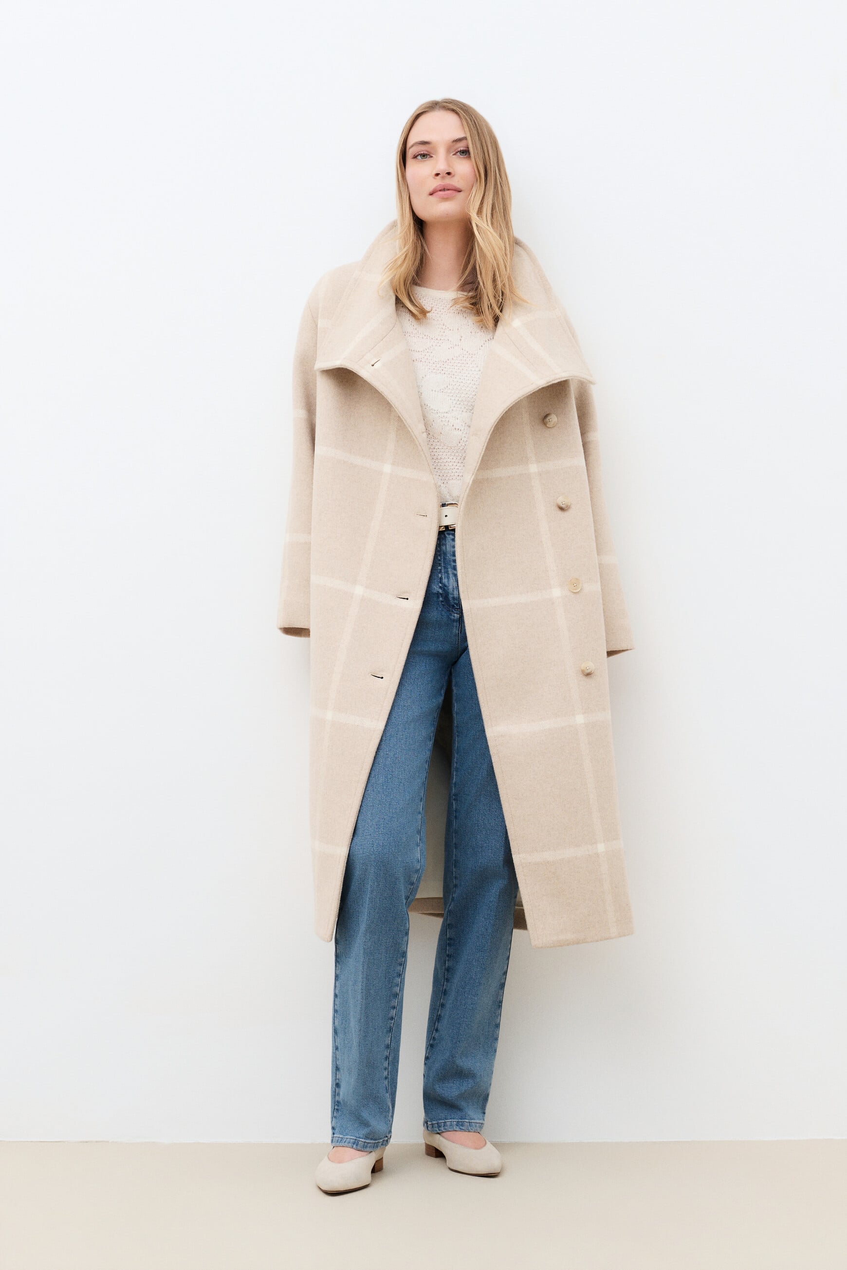 Gromeo Check coat sand woman
