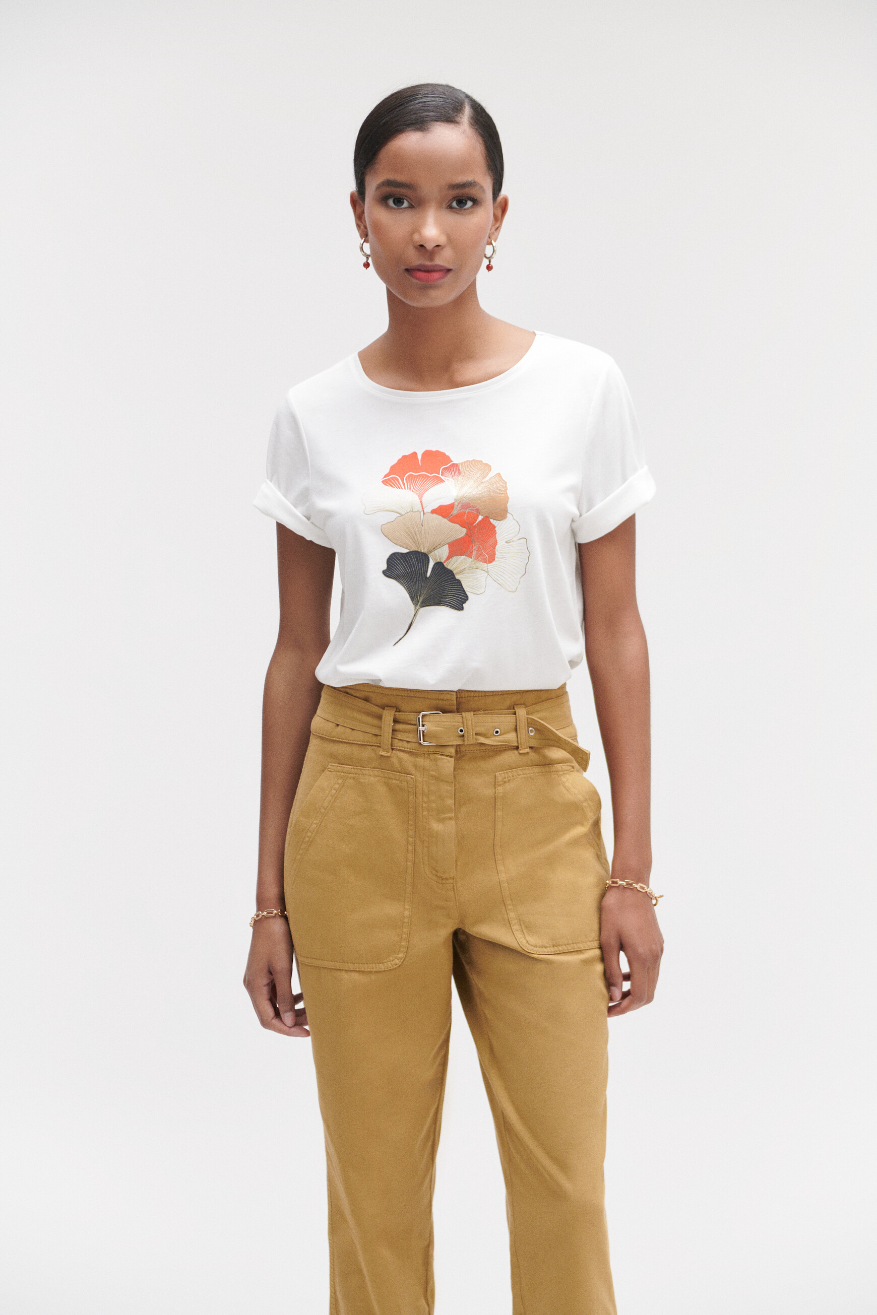 t shirt aja a visuel ecru femme T-shirt Aja à visuel ecru femme