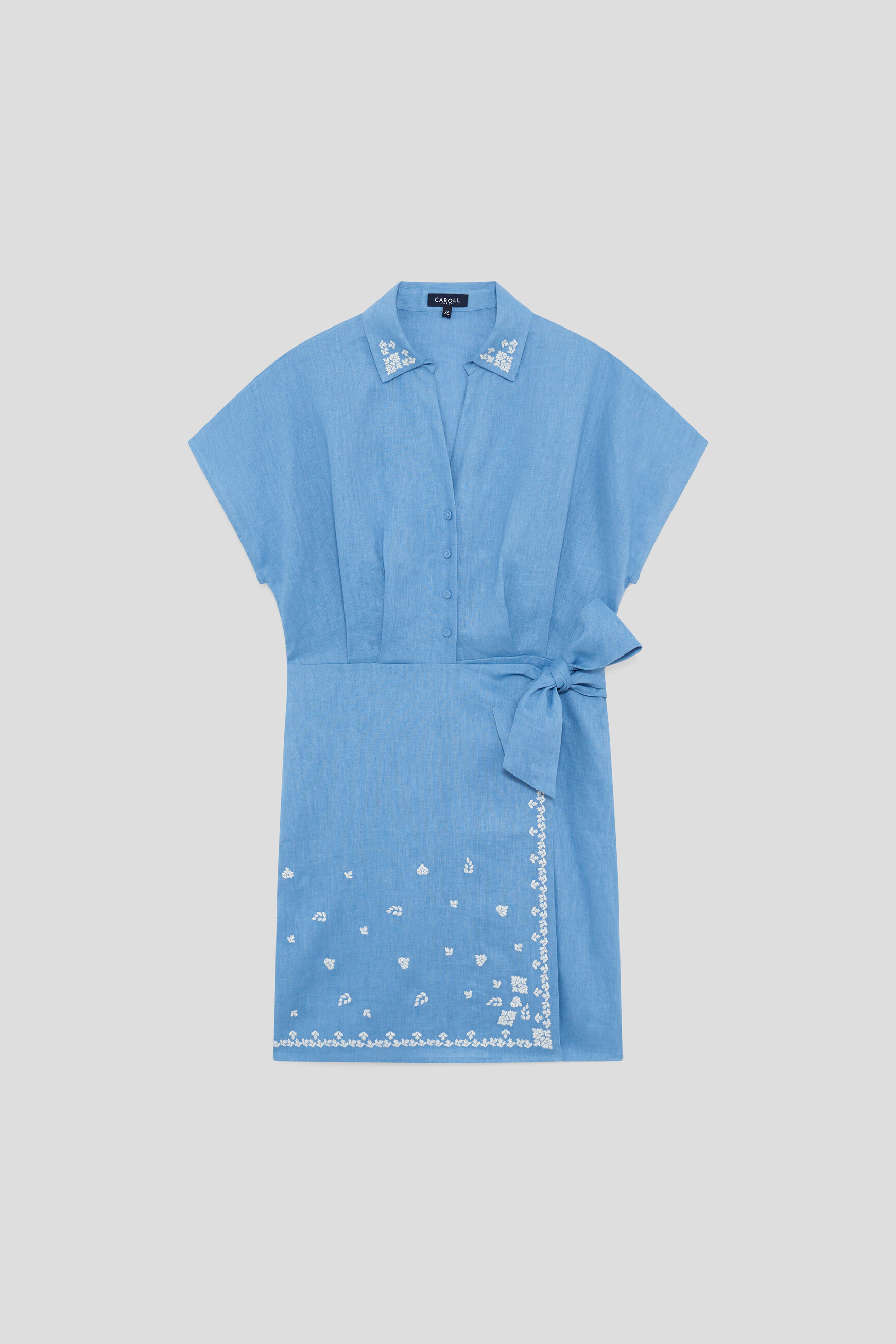 Rish2 dress 100% linen blue-grey woman
