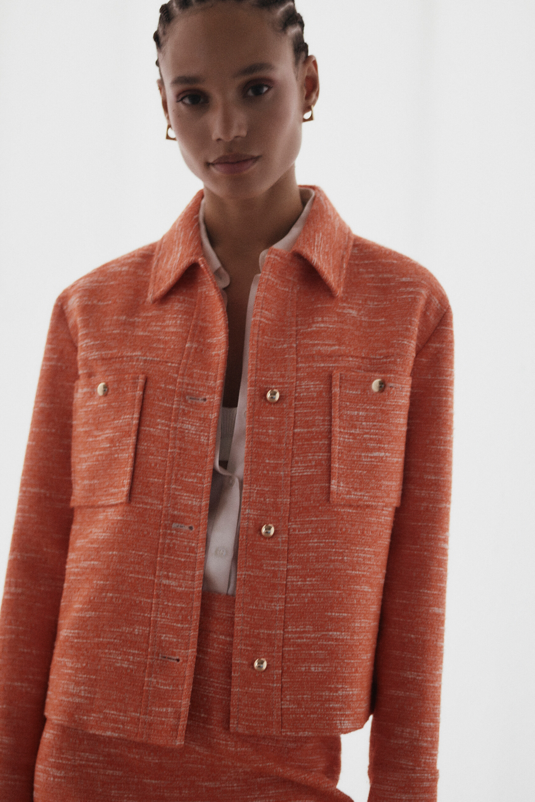 veste theoline en tweed orange femme veste theoline en tweed orange femme