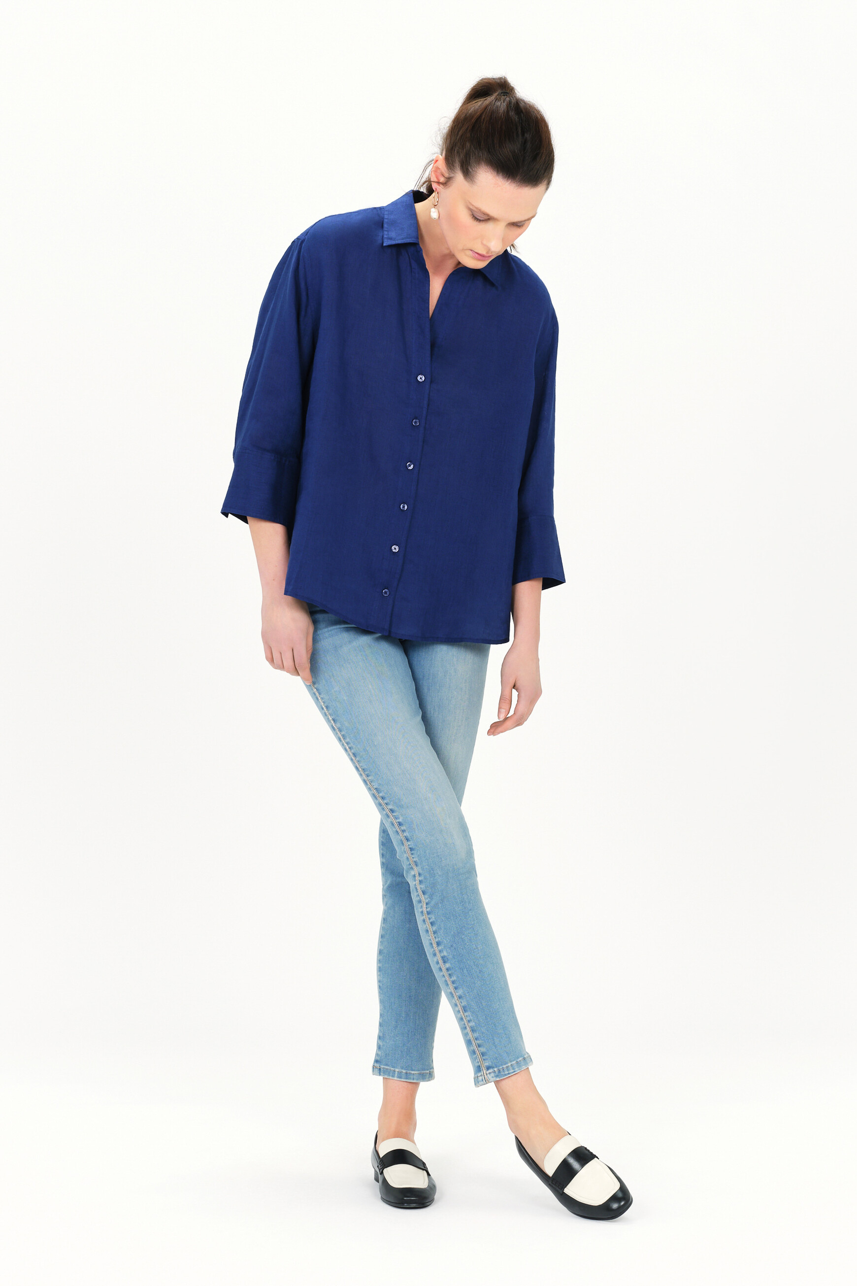 camisa coraline 100 lino azul marino mujer Camisa Coraline 100% lino azul marino mujer