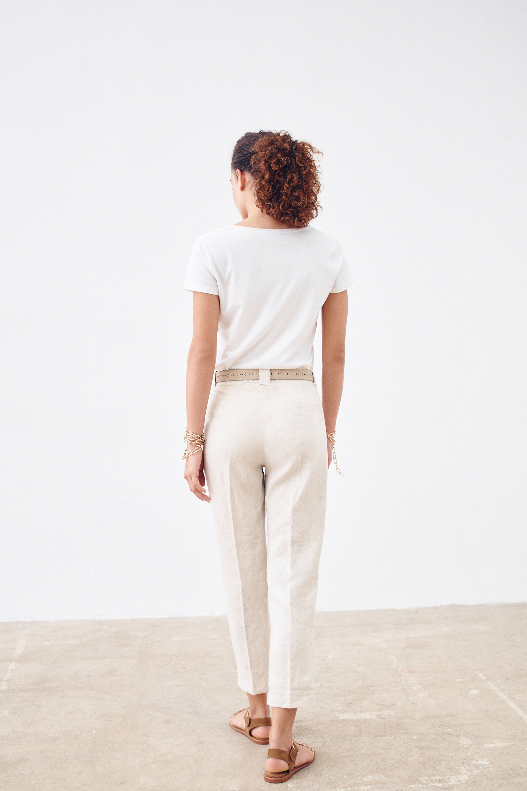 pantacourt bob 100 lin sable femme Caroll