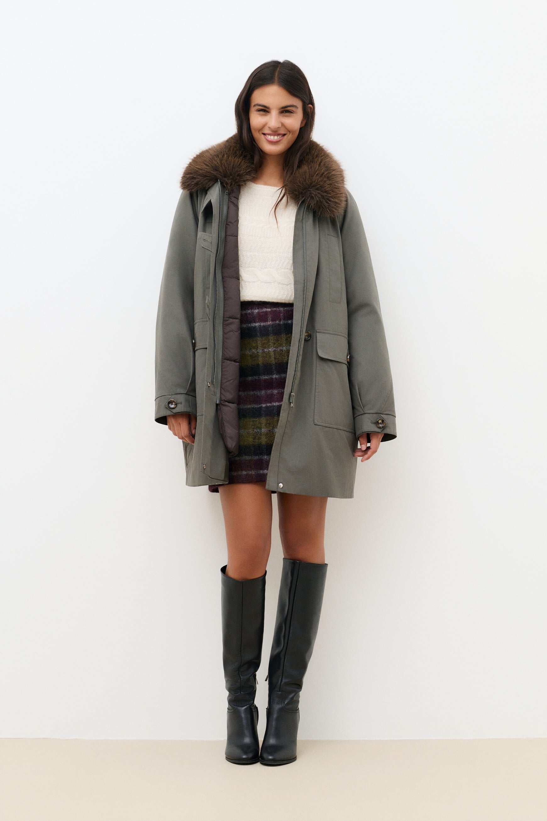 Parka Gnorinalong vert kaki femme