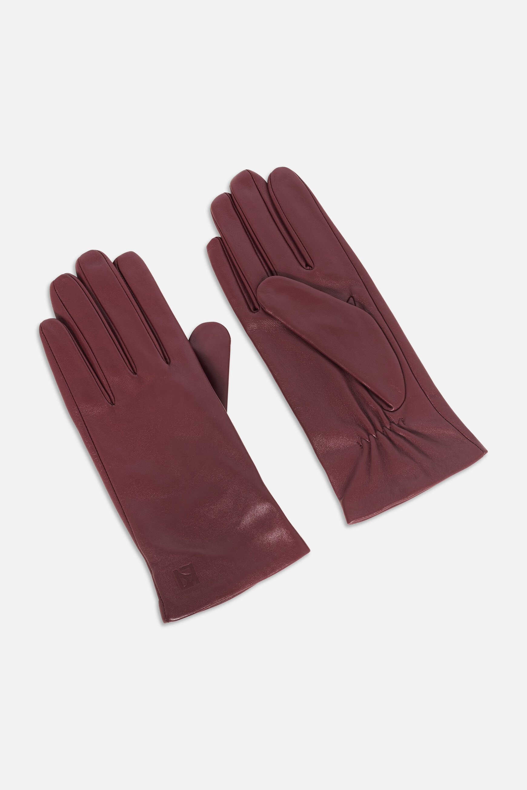 luvas nora em couro natural bordeaux mulher Luvas Nora em couro natural bordeaux mulher