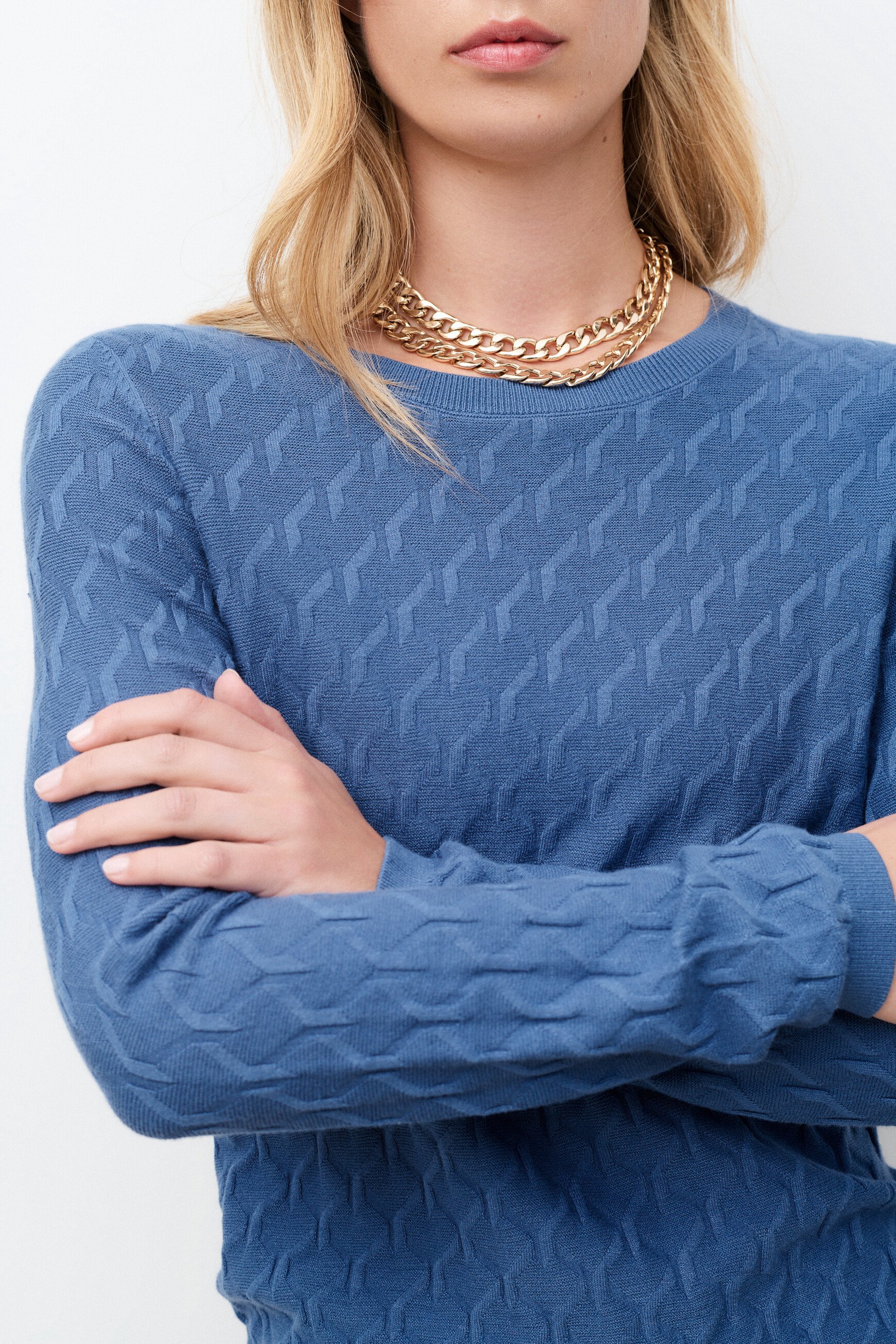 Pull manina bleu gris femme