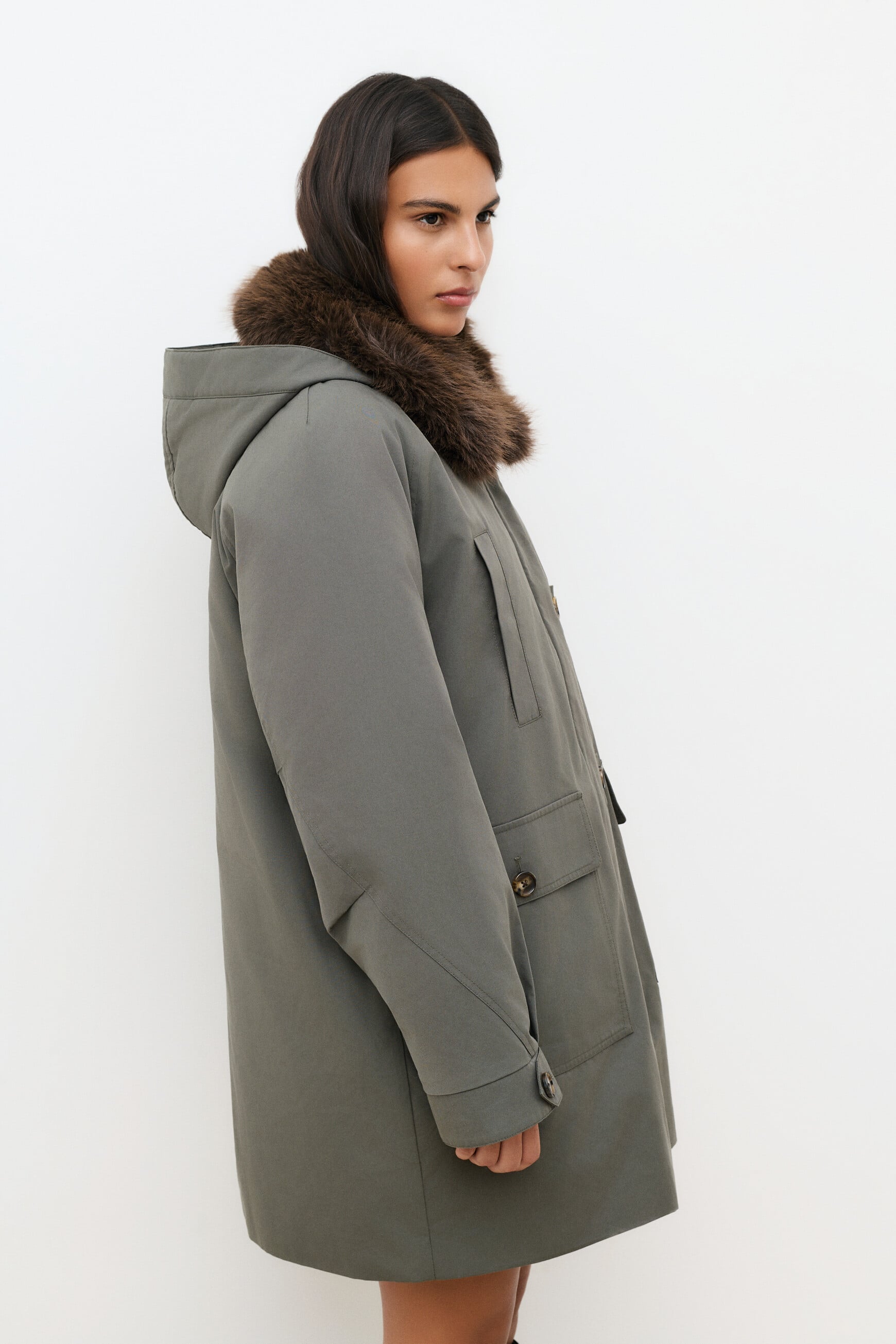 Parka Gnorinalong vert kaki femme