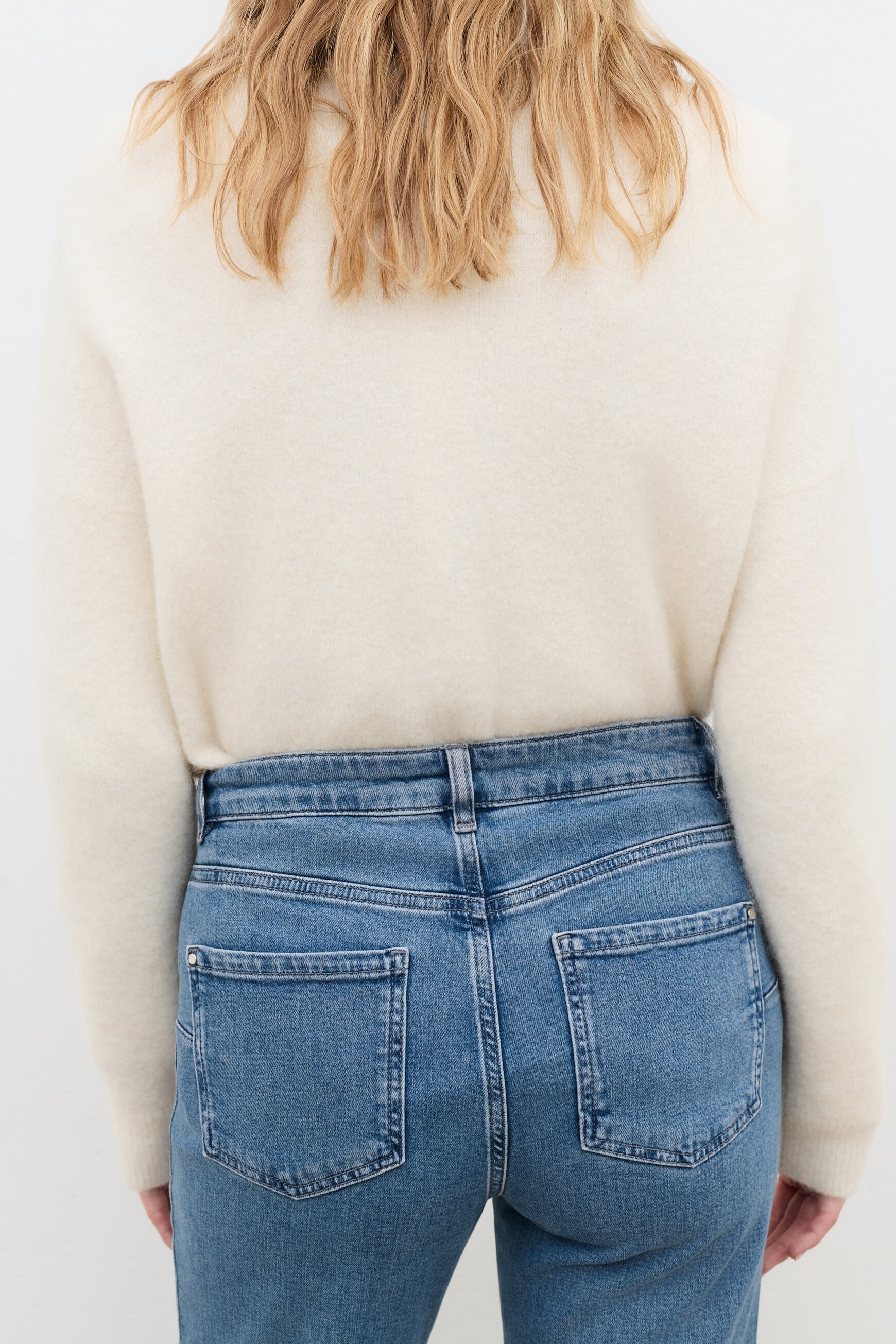 Trousers Pcomelongjean stone denim woman