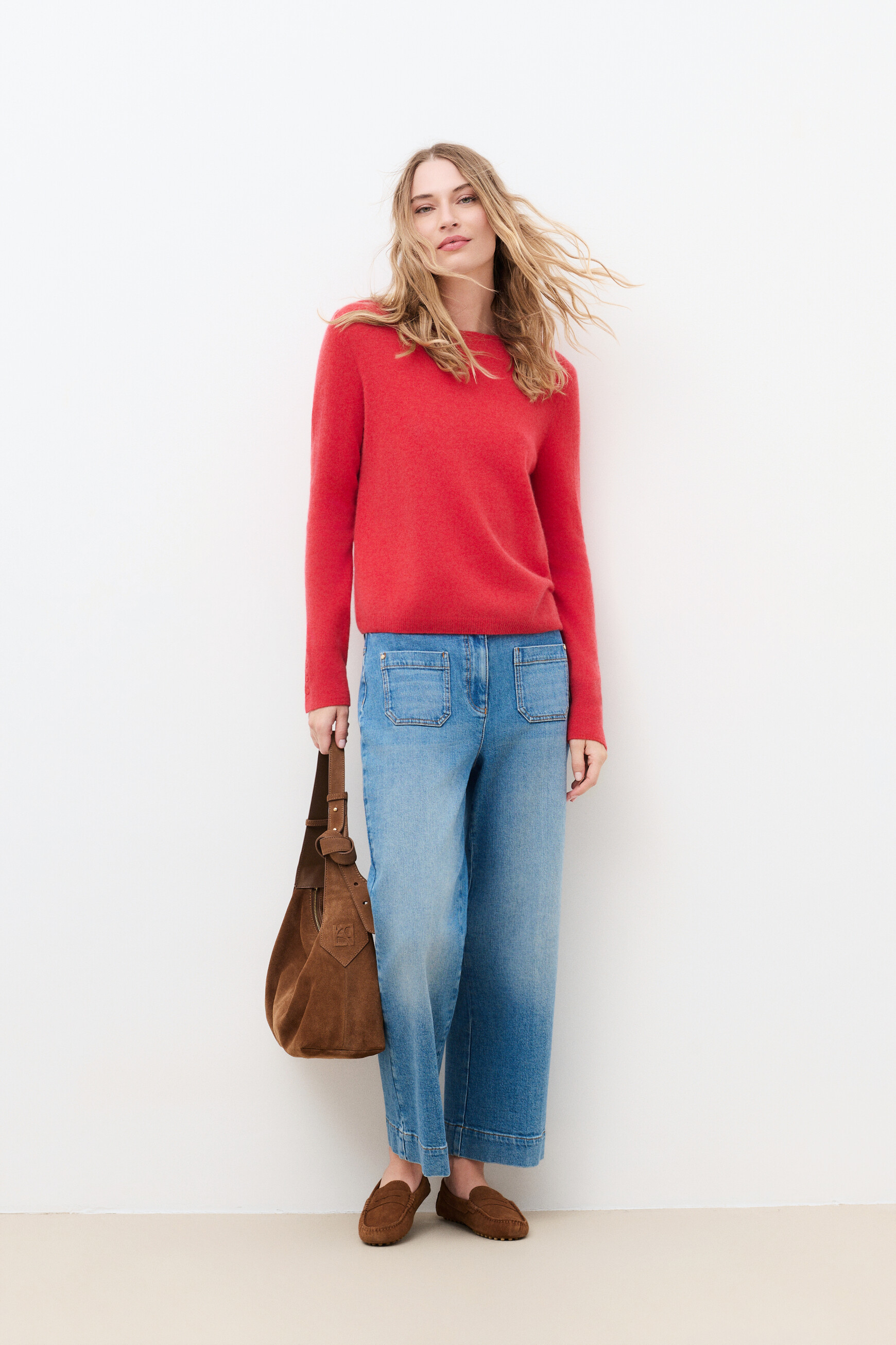 Mzoan 100% cashmere sweater coral red woman