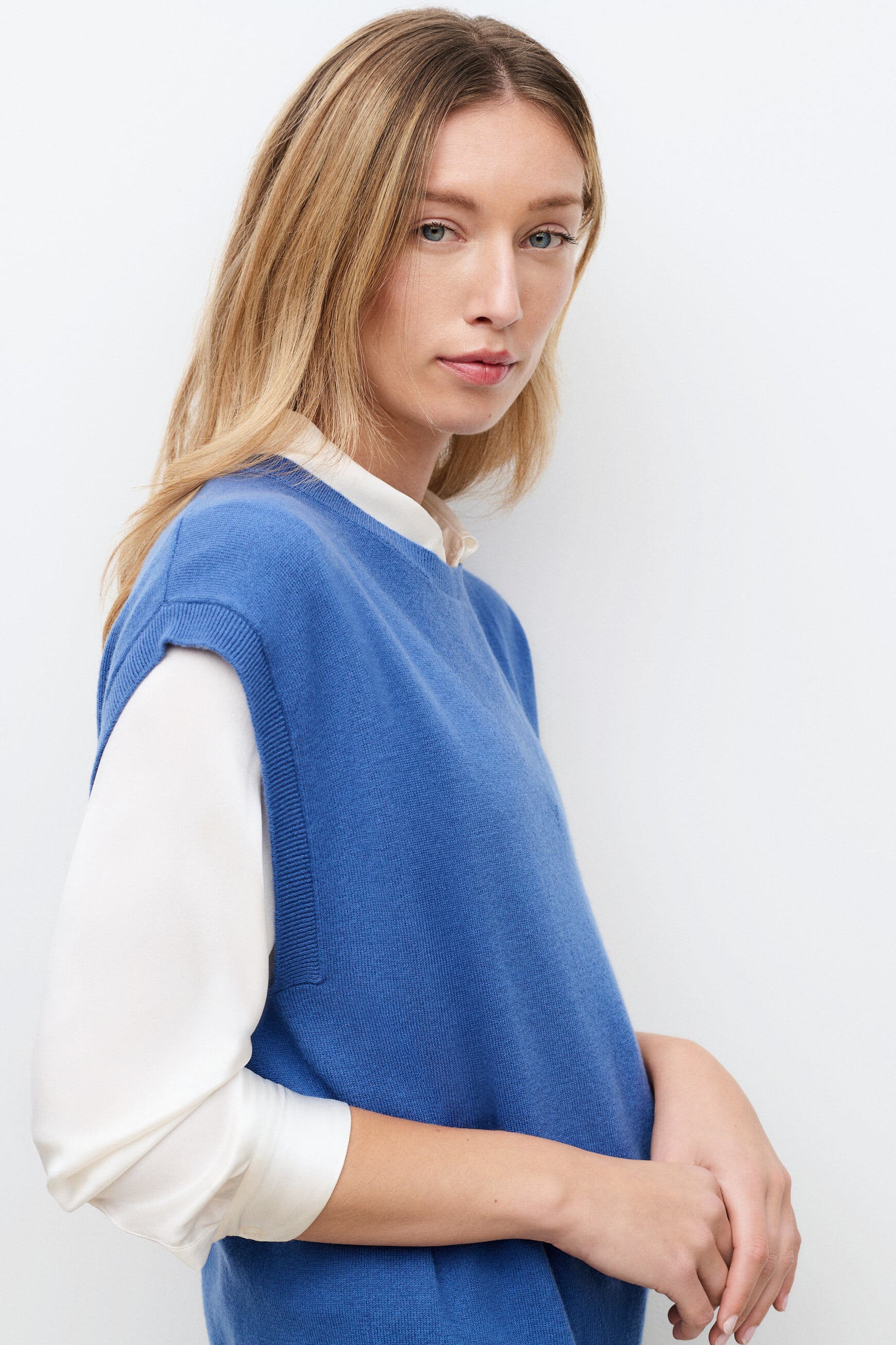 Pull mathilde 100% laine bleu gris femme