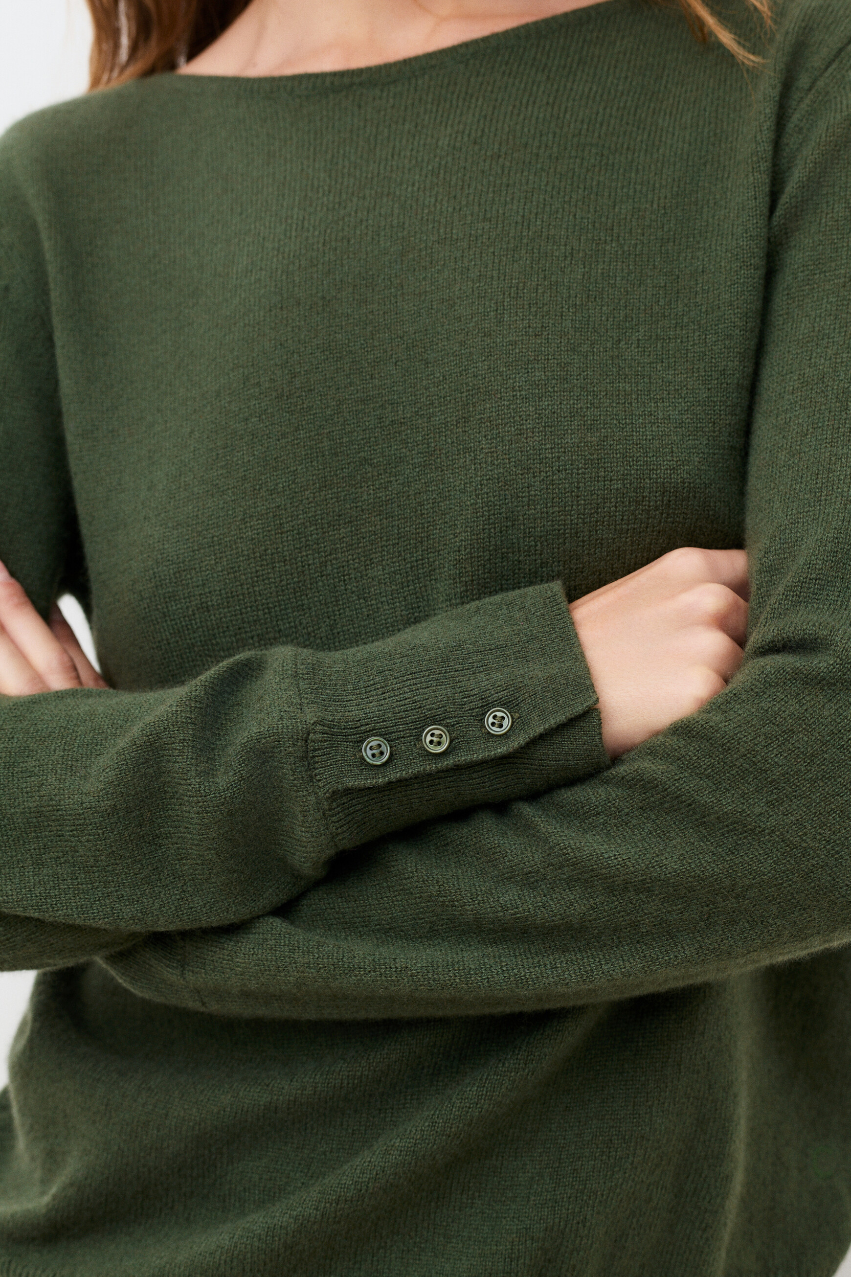 Jersey mzoan 100% cachemir verde caqui mujer