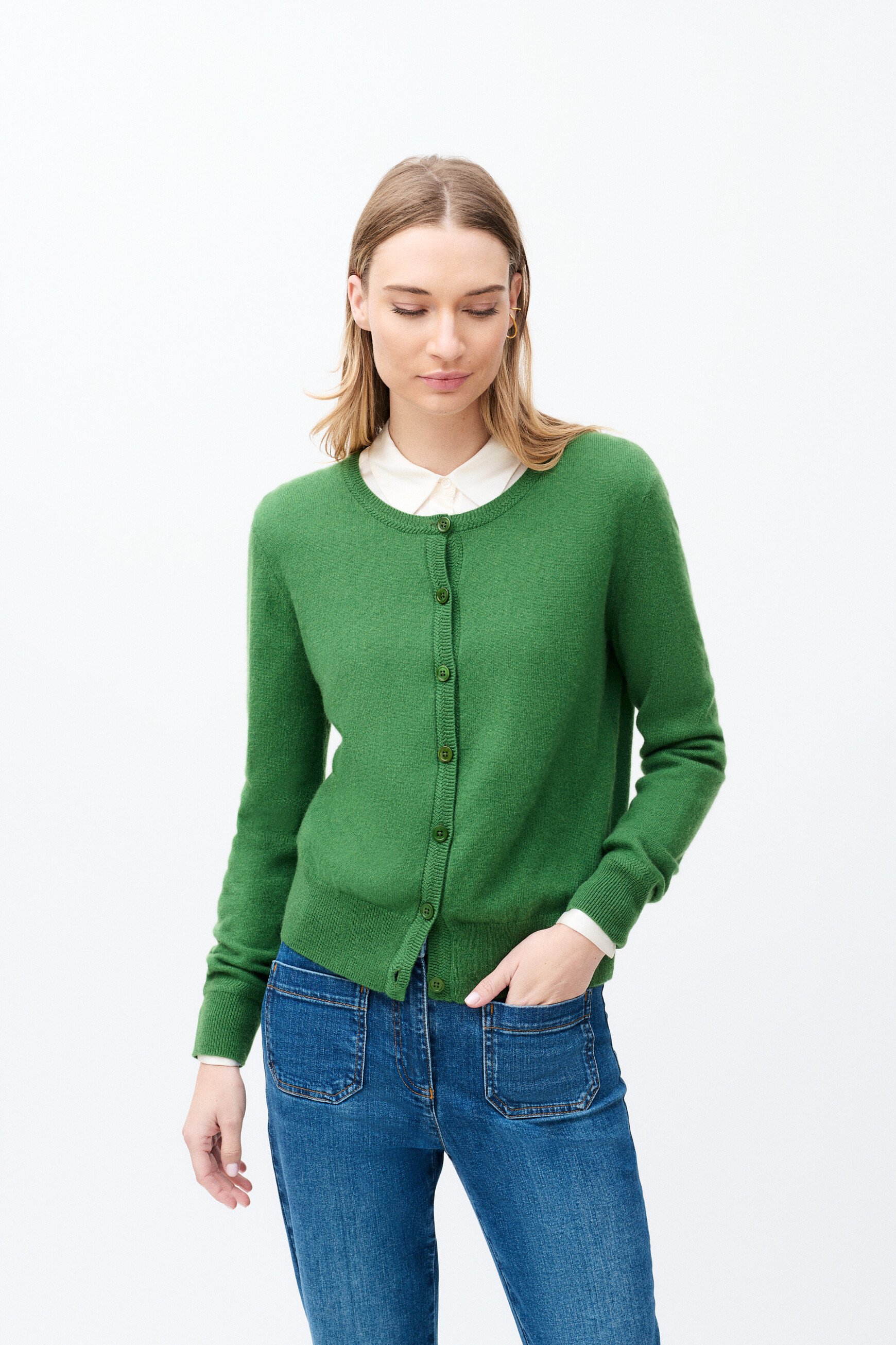 colete mcaroline 100% caxemira verde mulher