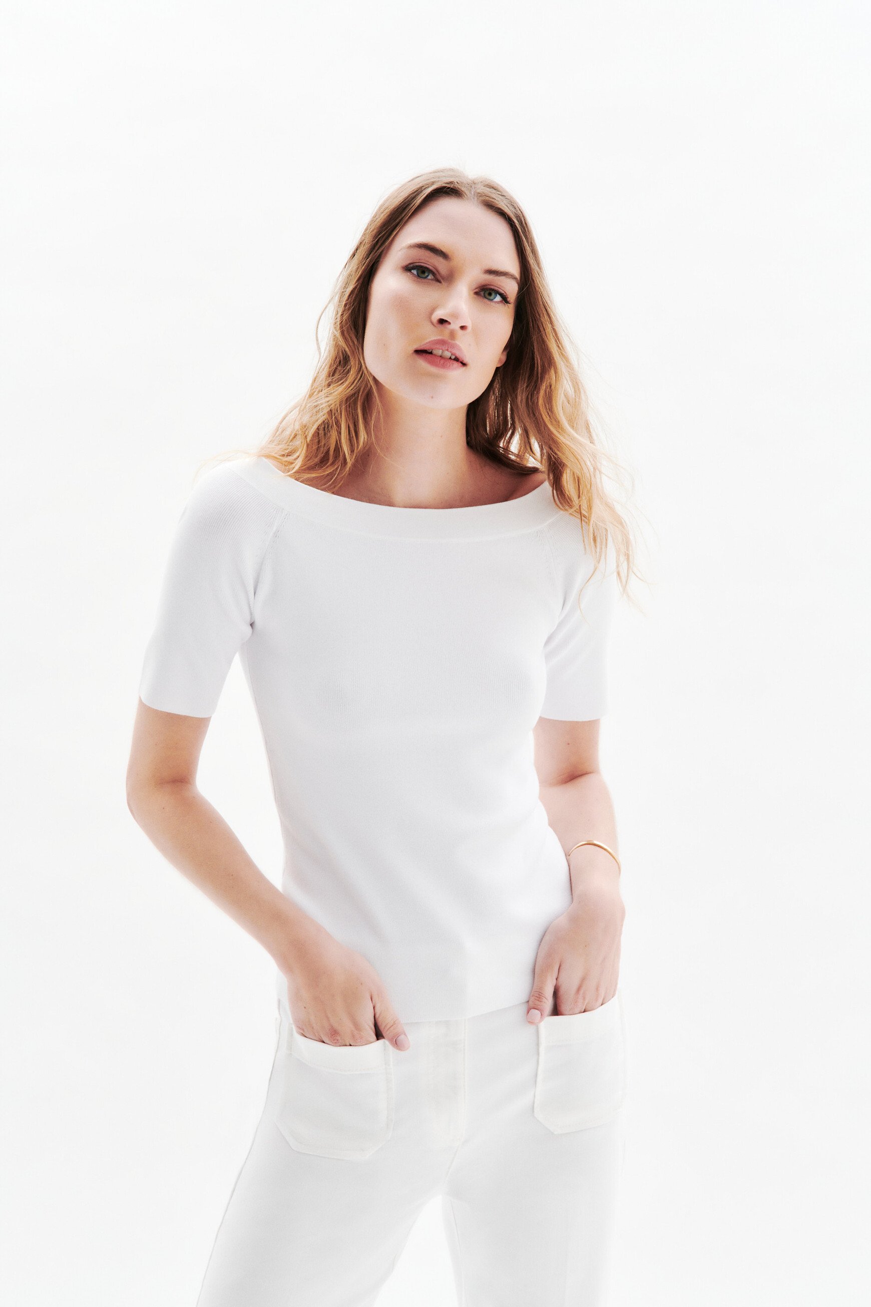 jersey malone fino de cuello barco blanco mujer Jersey Malone fino de cuello barco blanco mujer