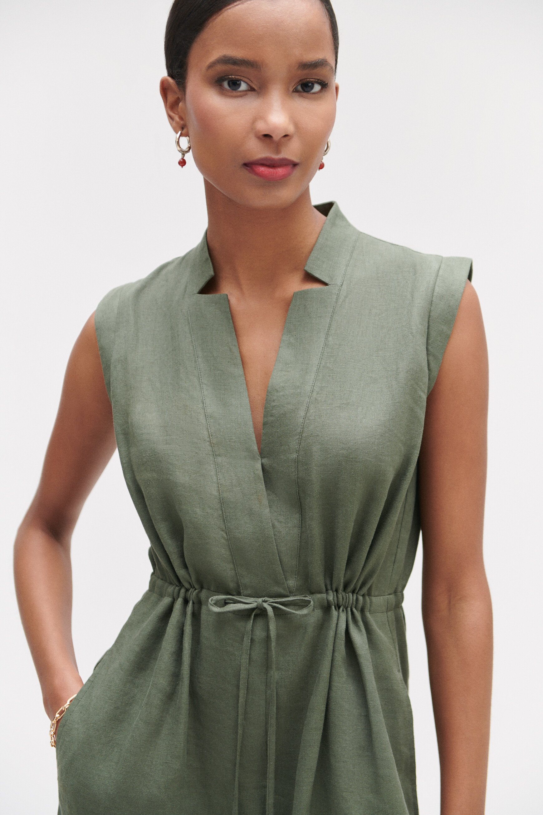 Robe en lin verte hotsell