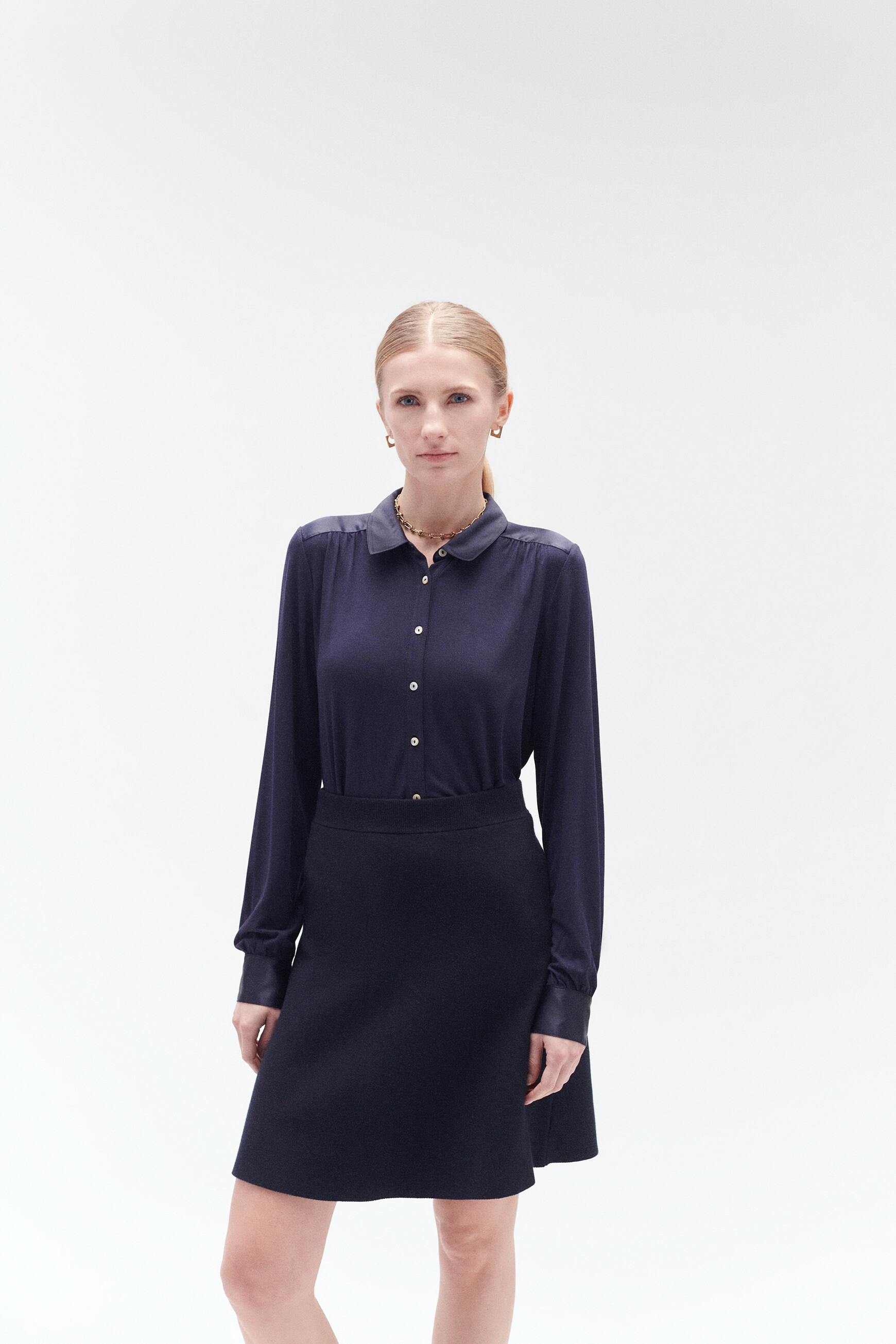 chemise bi matiere hector bleu marine femme chemise bi-matière hector bleu marine femme