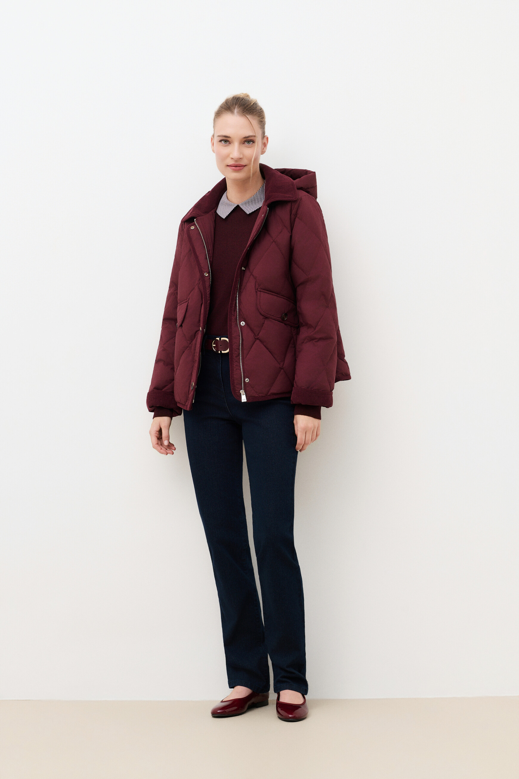 Gmaggiecourte puffer jacket burgundy woman