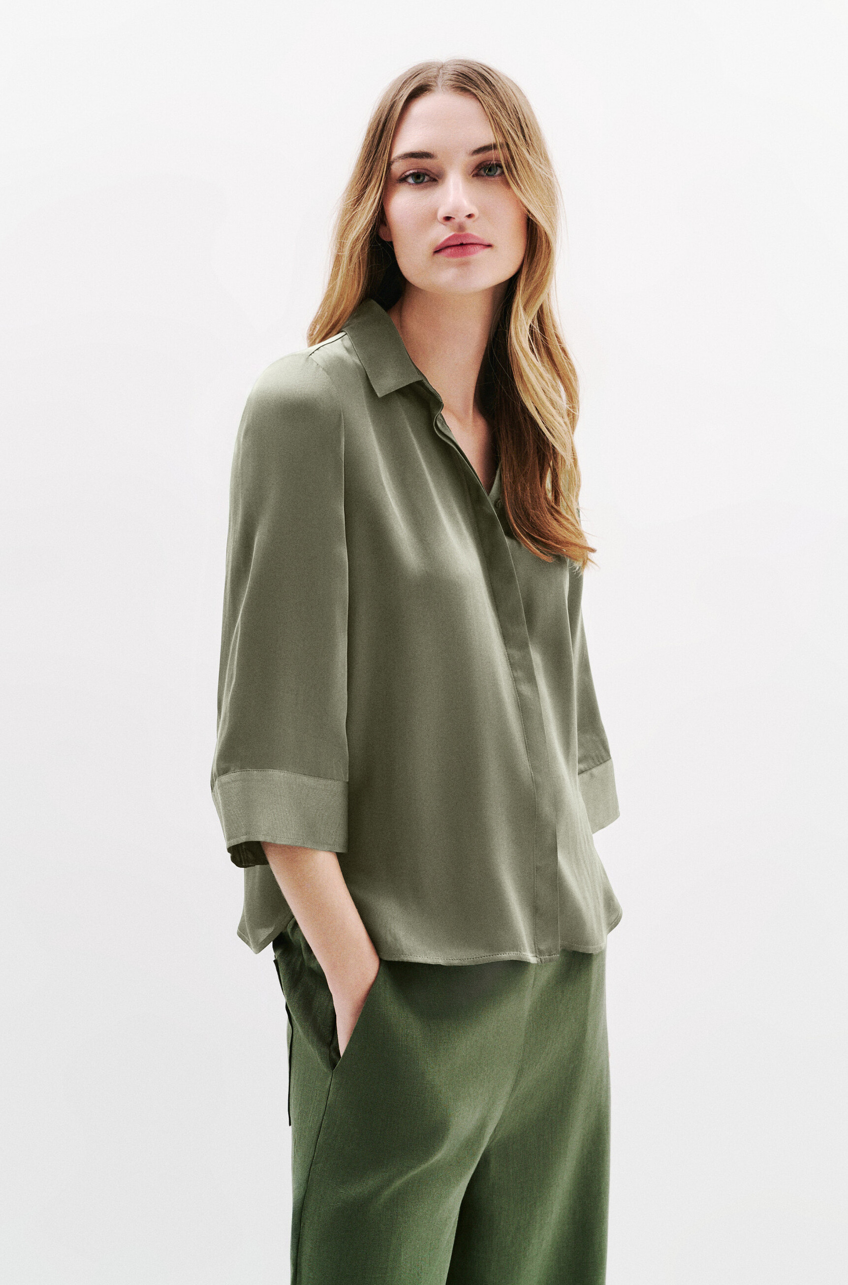 chemise cnina vert kaki femme Chemise Cnina vert kaki femme