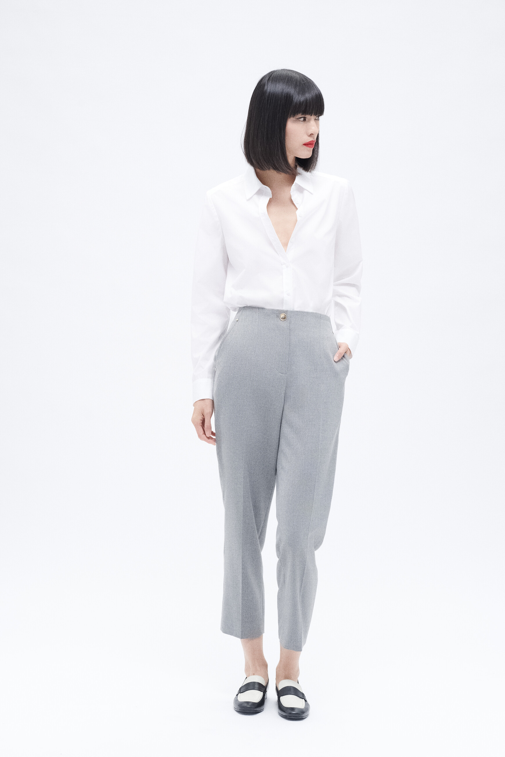 Pantalon femme gris clair deals